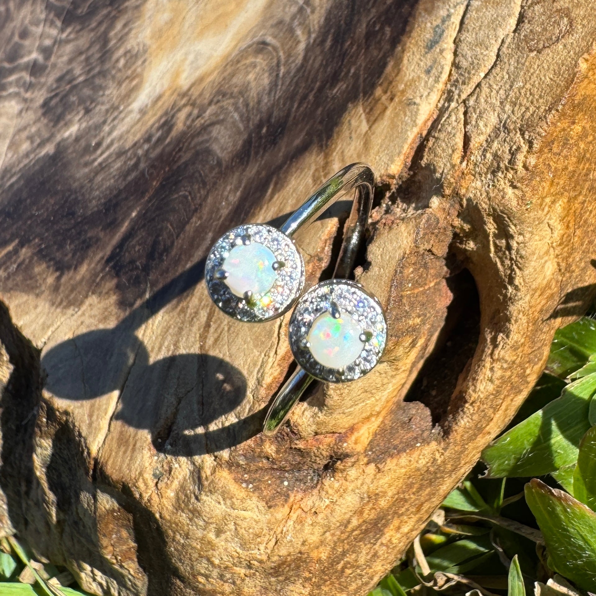 Cape Arid Bloom - 0.2ct Coober Pedy Opal 925 Silver Ring