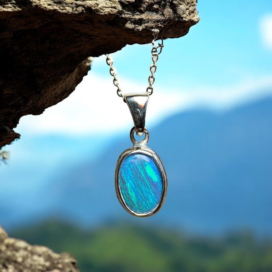 Cape Byron Swell ~ 1.4ct Solid Lightning Ridge Black Opal 9ct Australian Gold Pendant