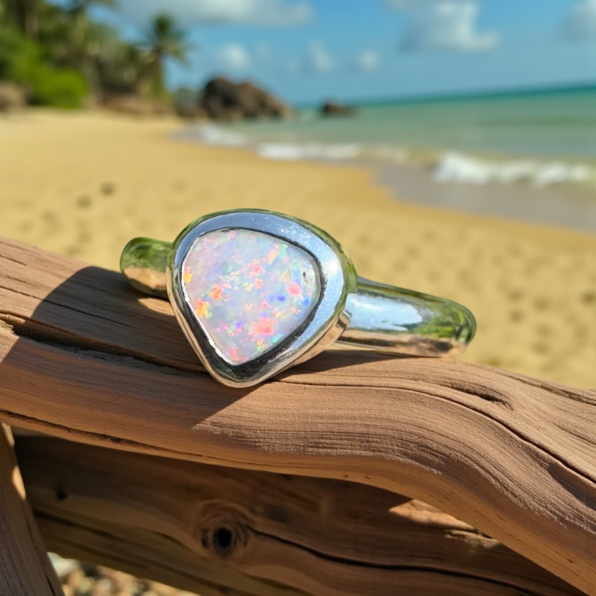 Cape Conran Light - 1.1ct Solid Lightning Ridge Opal Sterling Silver Ring