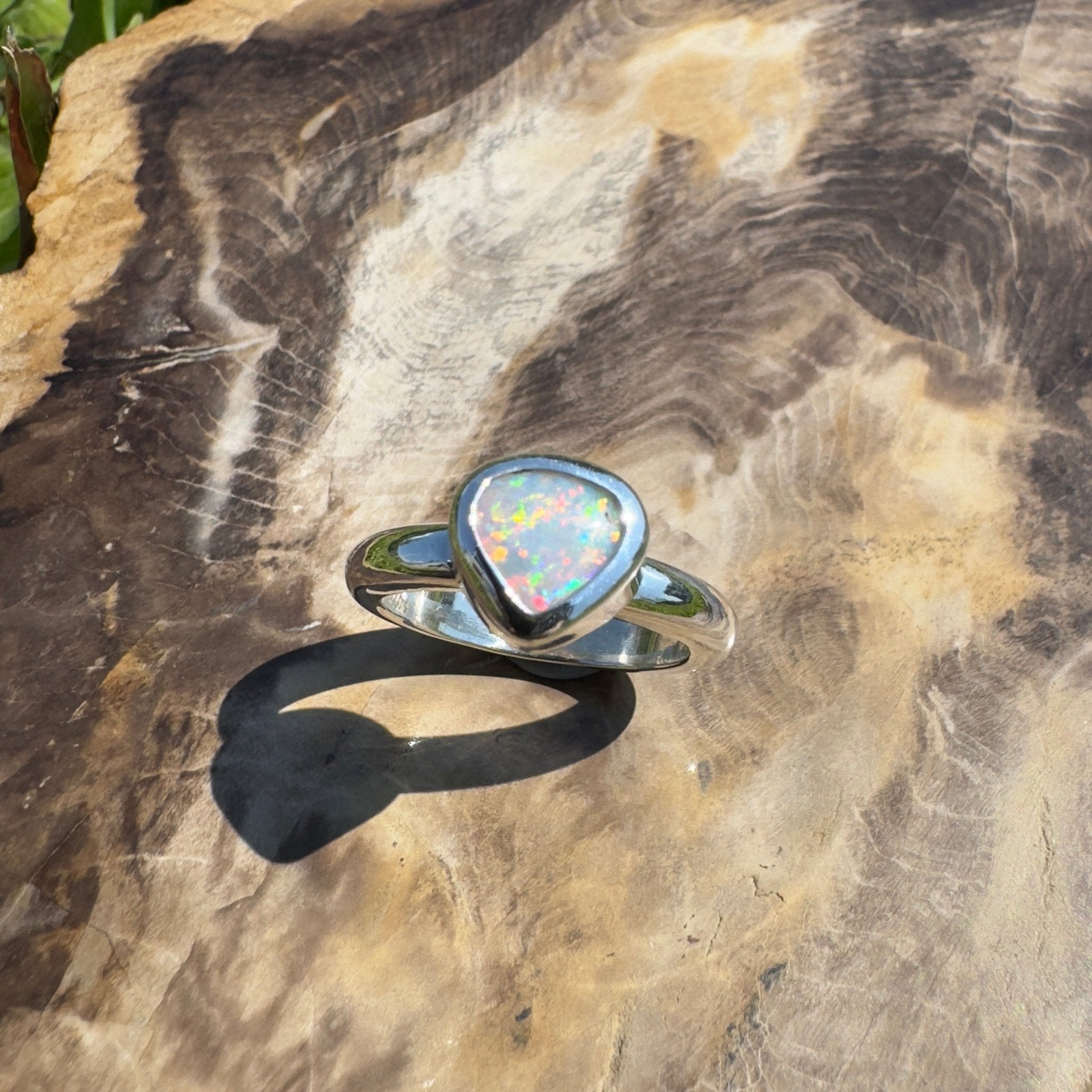 Cape Conran Light - 1.1ct Solid Lightning Ridge Opal Sterling Silver Ring