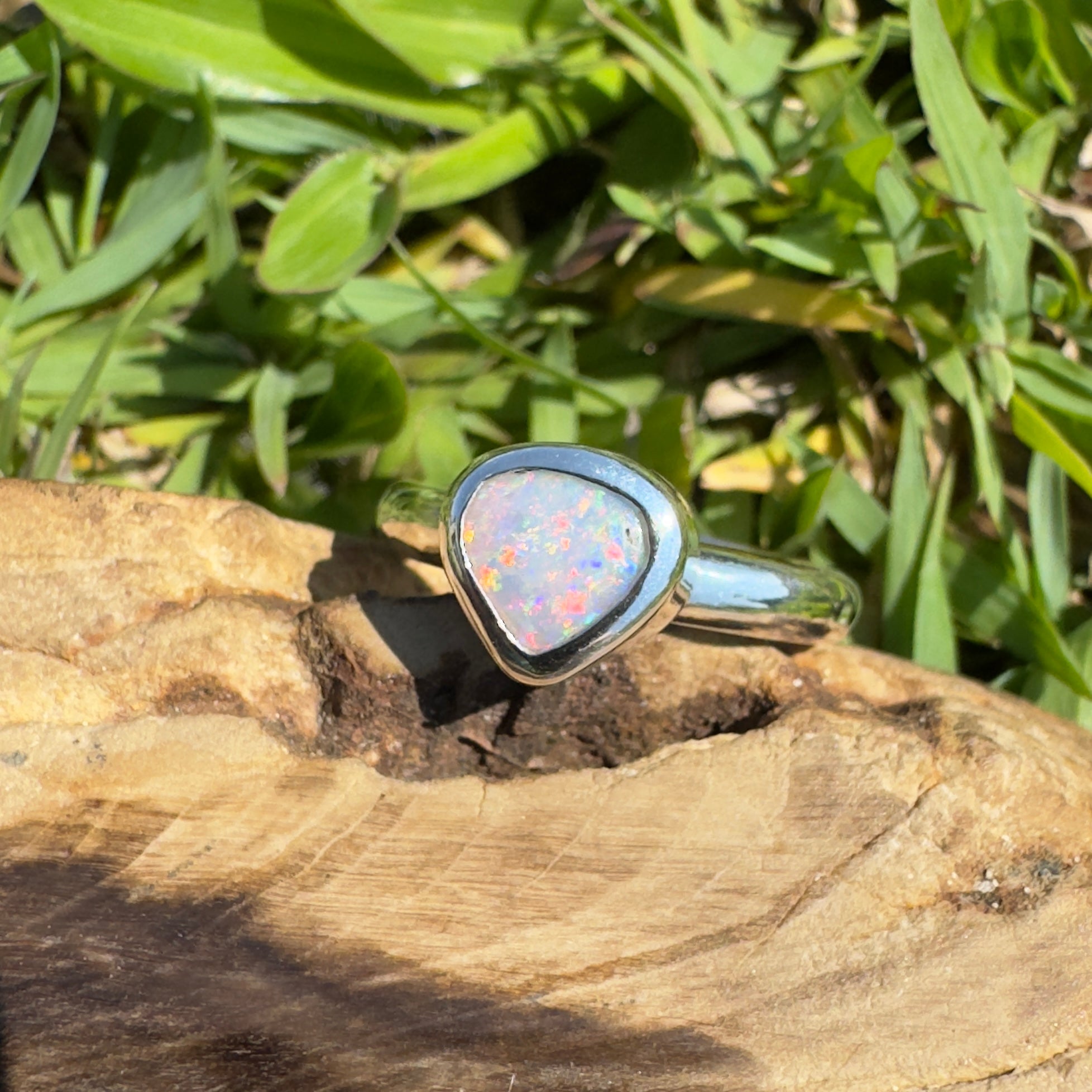 Cape Conran Light - 1.1ct Solid Lightning Ridge Opal Sterling Silver Ring