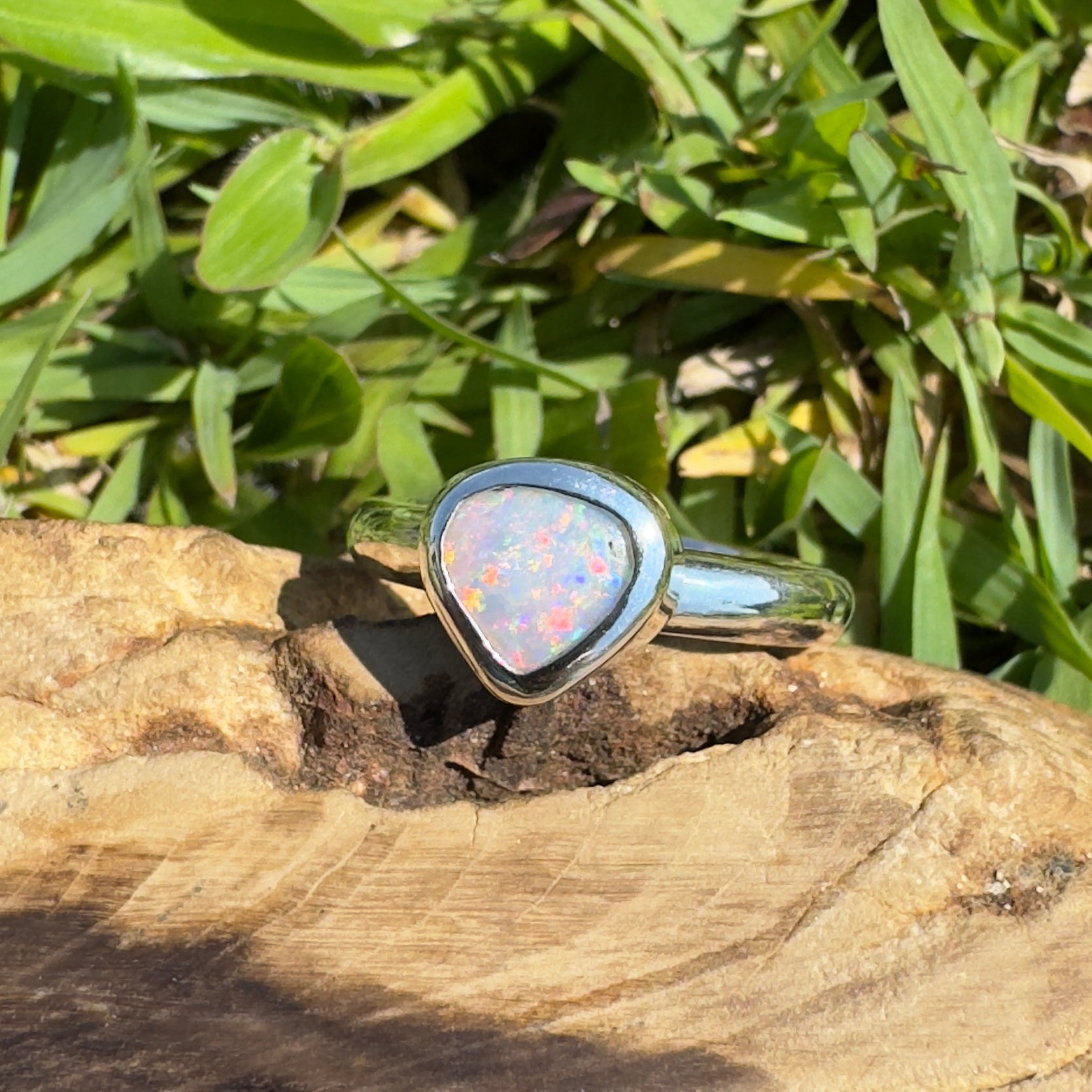 Cape Conran Light - 1.1ct Solid Lightning Ridge Opal Sterling Silver Ring