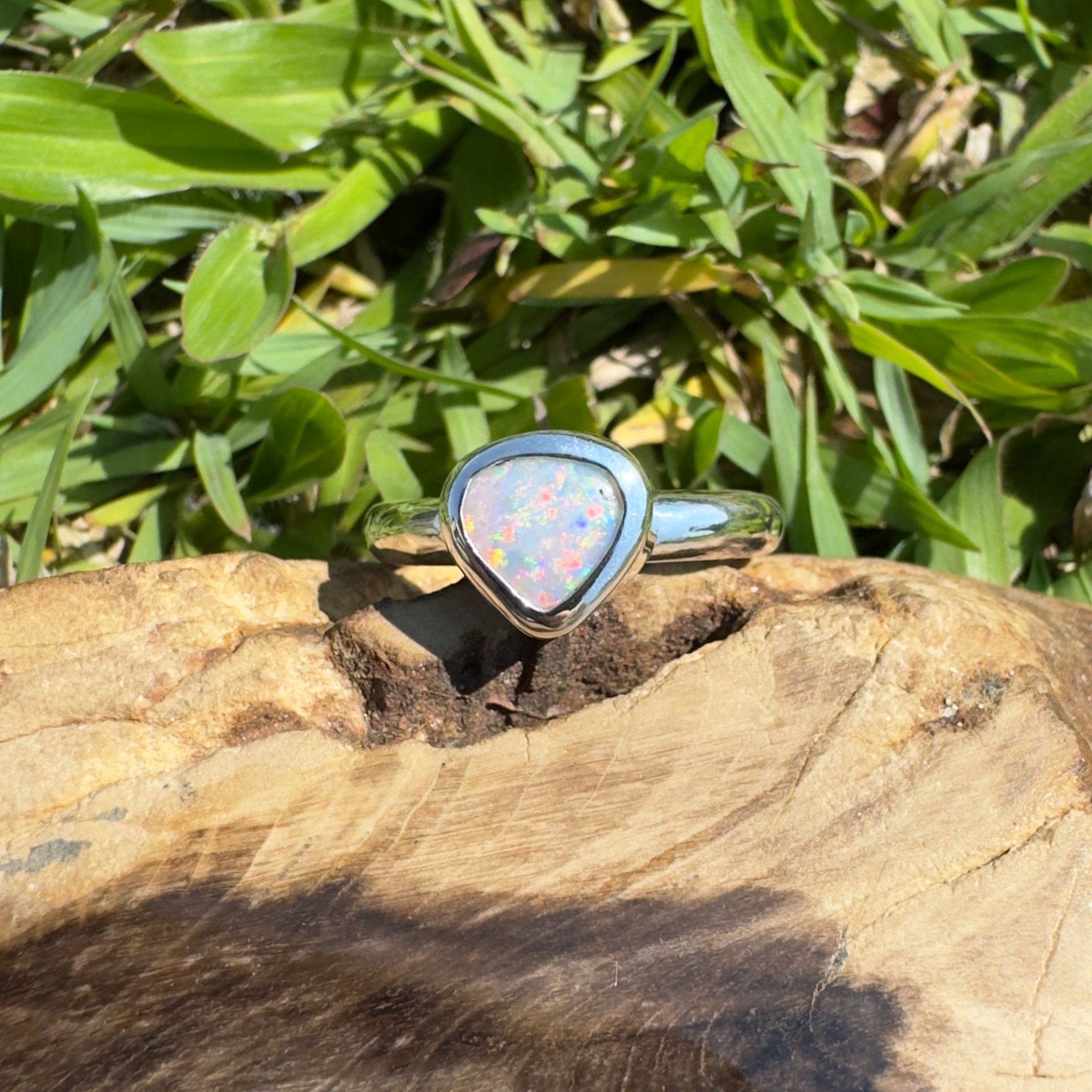 Cape Conran Light - 1.1ct Solid Lightning Ridge Opal Sterling Silver Ring