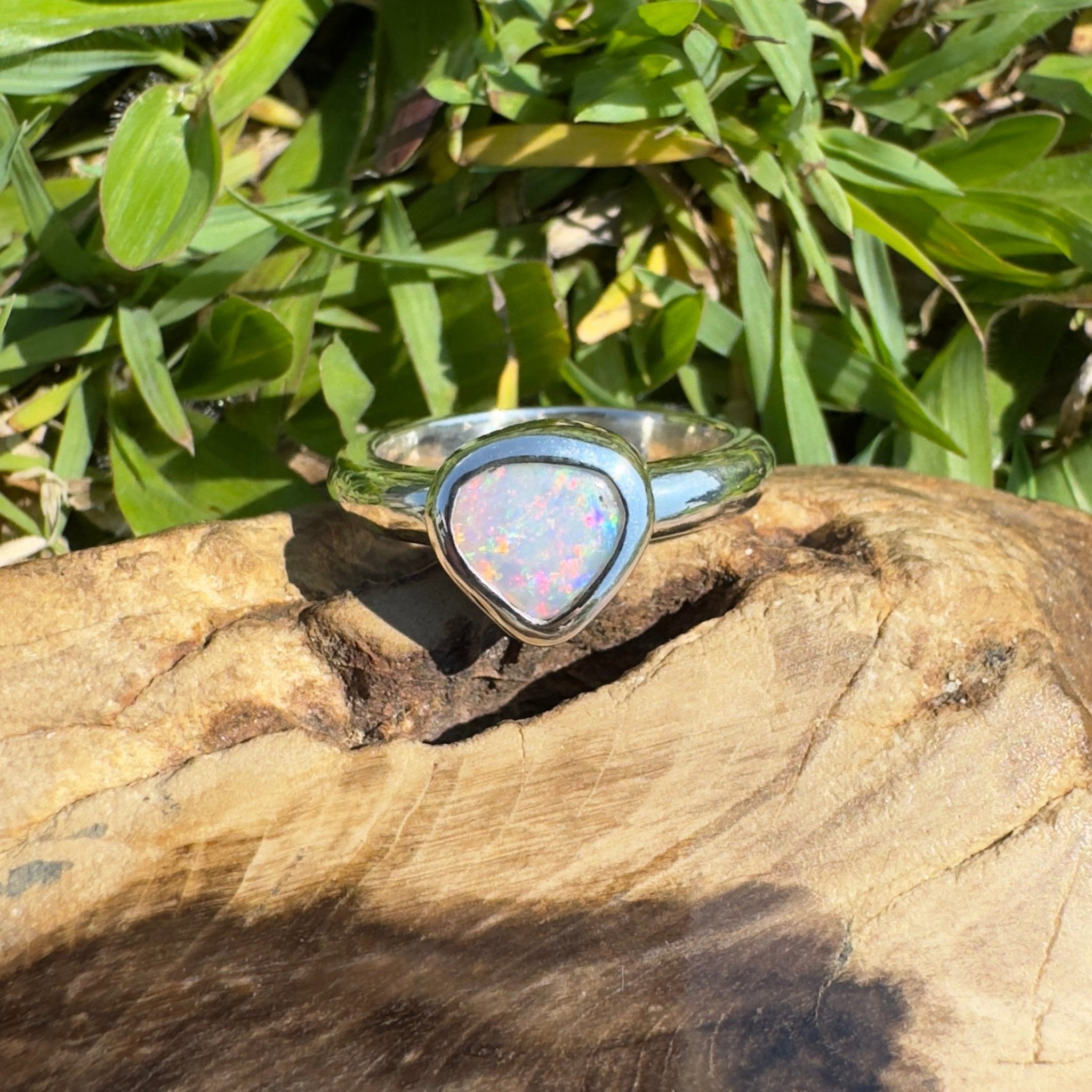 Cape Conran Light - 1.1ct Solid Lightning Ridge Opal Sterling Silver Ring