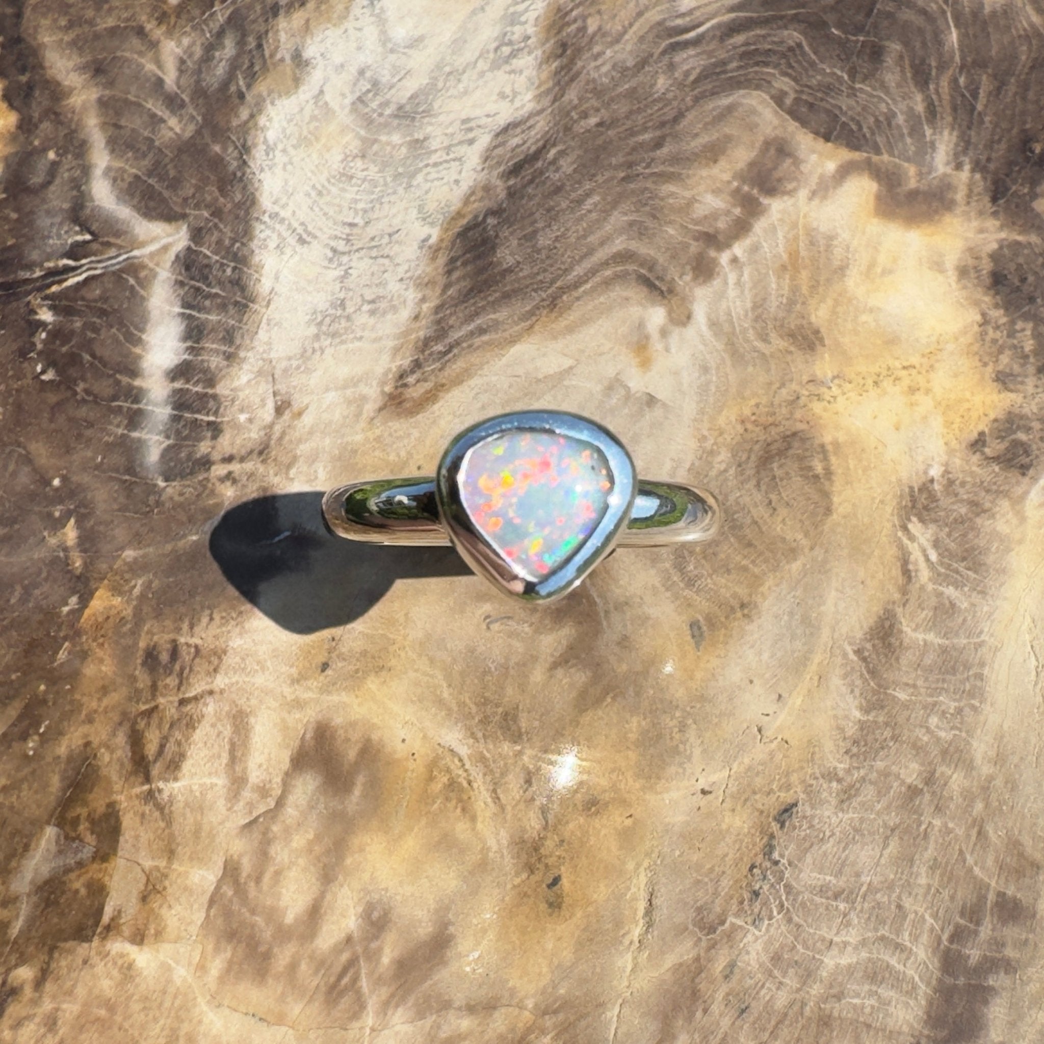 Cape Conran Light - 1.1ct Solid Lightning Ridge Opal Sterling Silver Ring