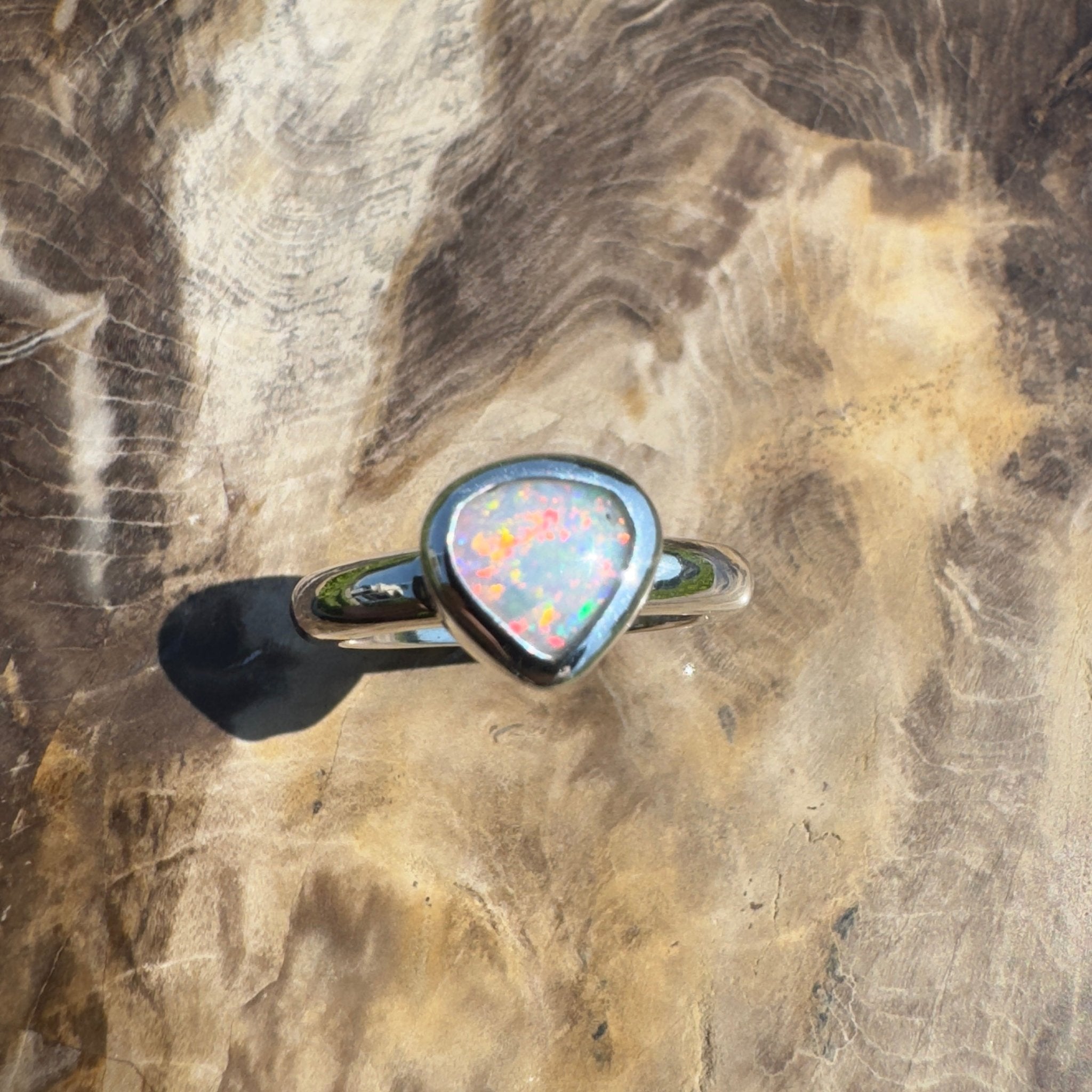 Cape Conran Light - 1.1ct Solid Lightning Ridge Opal Sterling Silver Ring