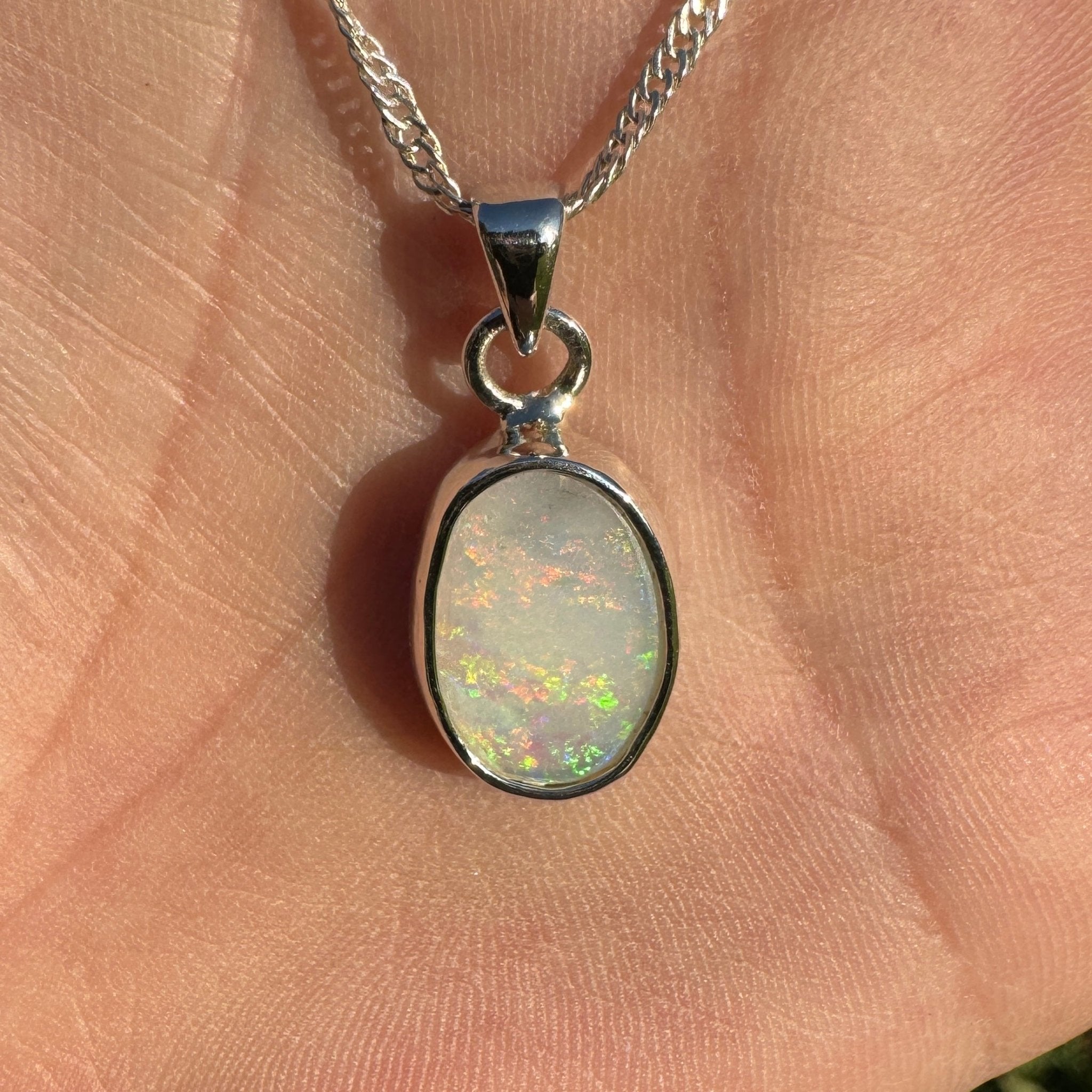 Cape Jervis Edge ~ 1.5ct Solid Coober Pedy Opal 925 Sterling Silver Pendant Necklace