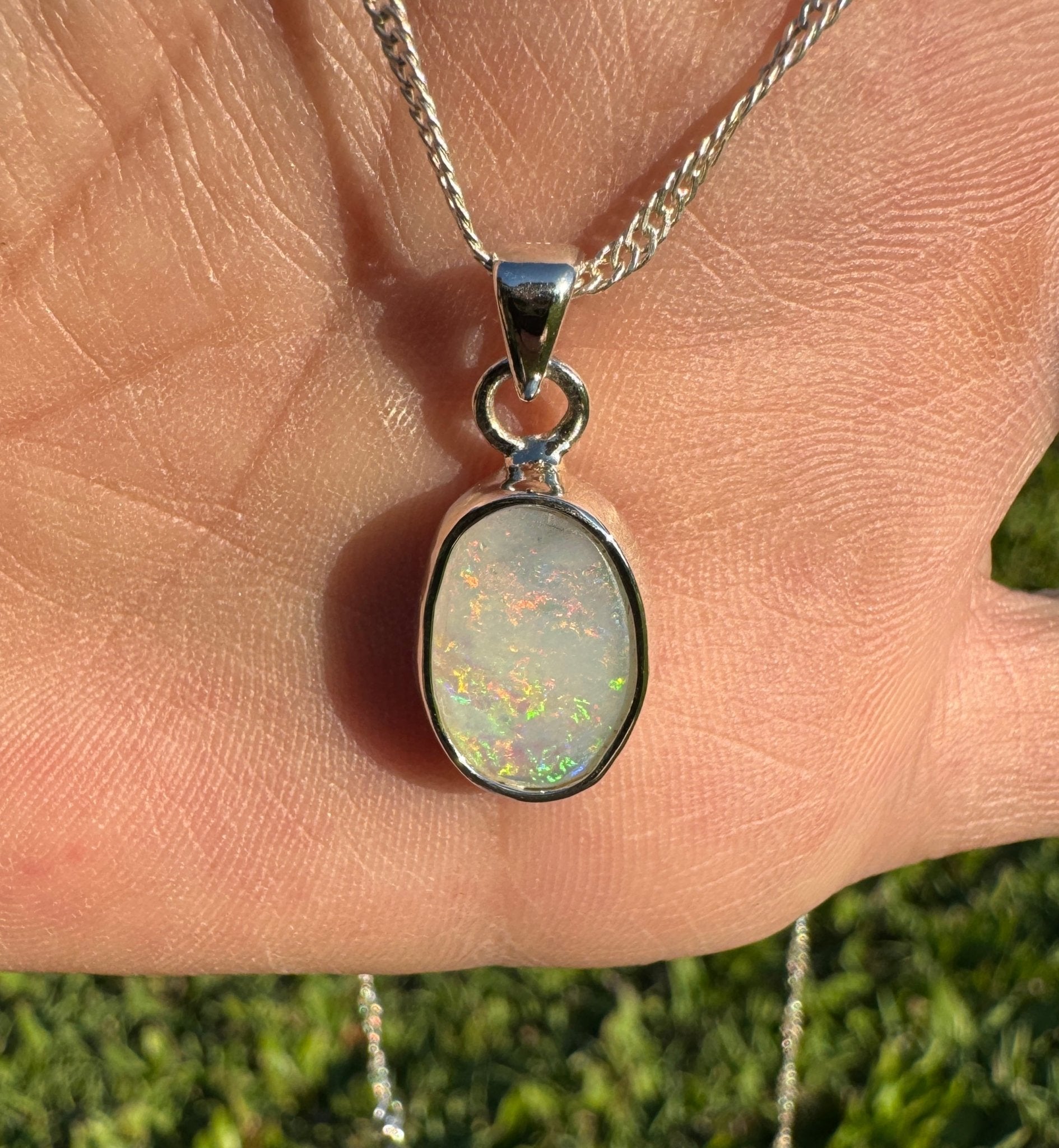 Cape Jervis Edge ~ 1.5ct Solid Coober Pedy Opal 925 Sterling Silver Pendant Necklace