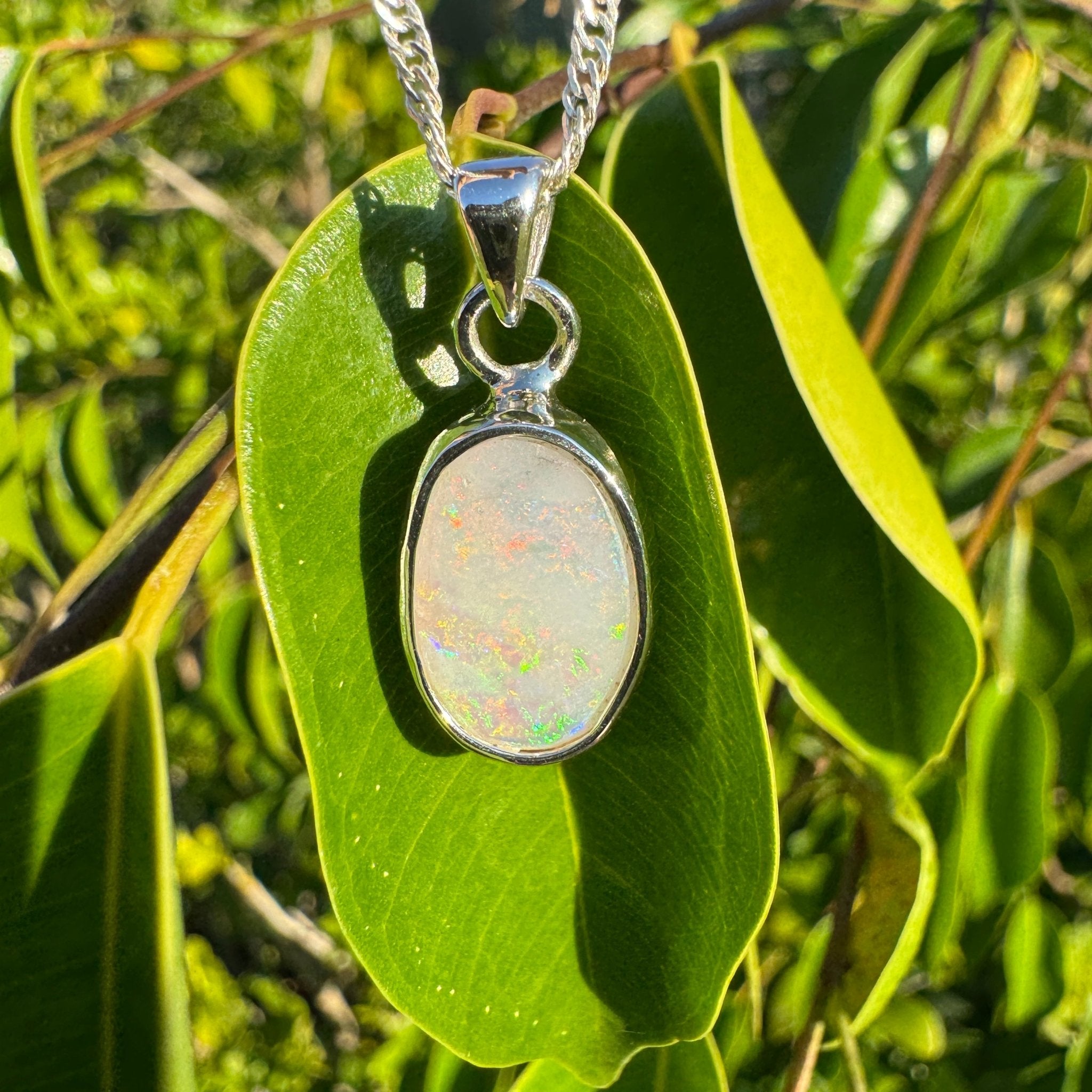 Cape Jervis Edge ~ 1.5ct Solid Coober Pedy Opal 925 Sterling Silver Pendant Necklace