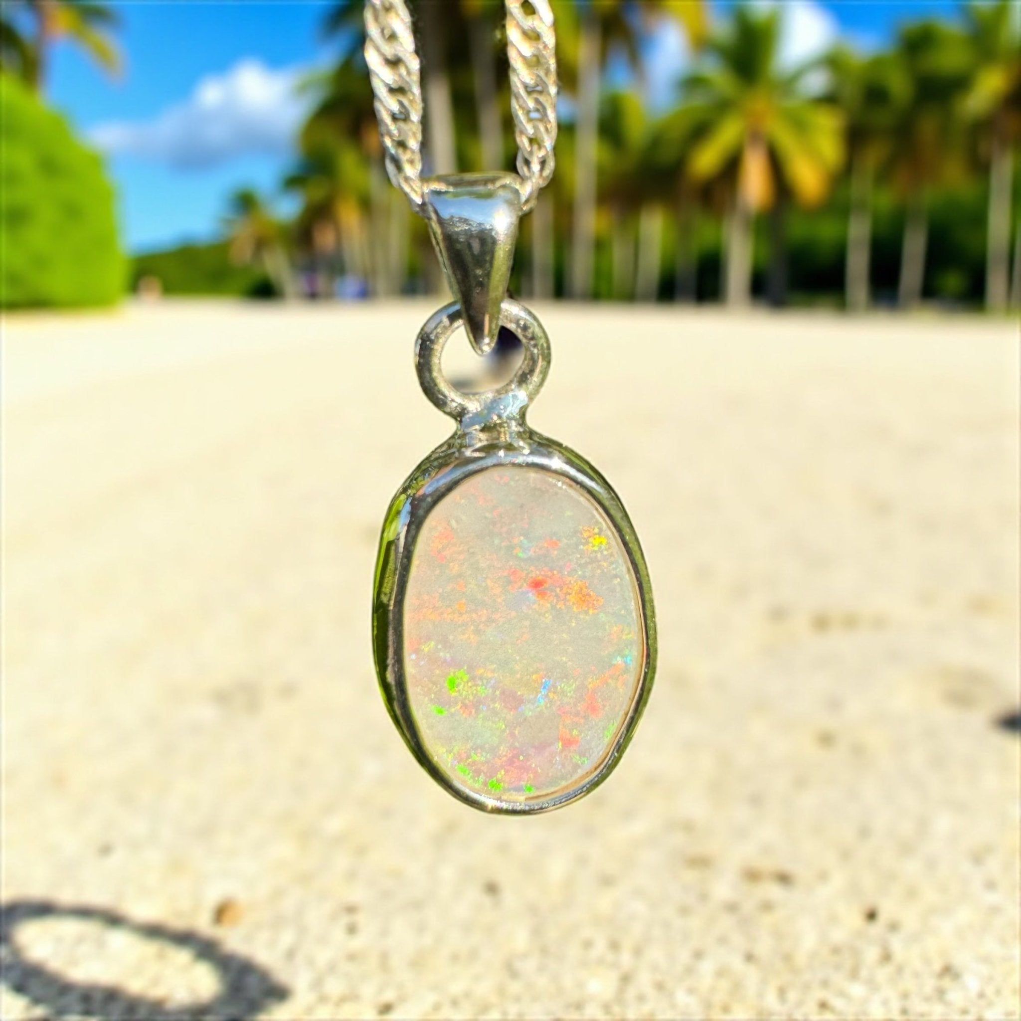 Cape Jervis Edge ~ 1.5ct Solid Coober Pedy Opal 925 Sterling Silver Pendant Necklace