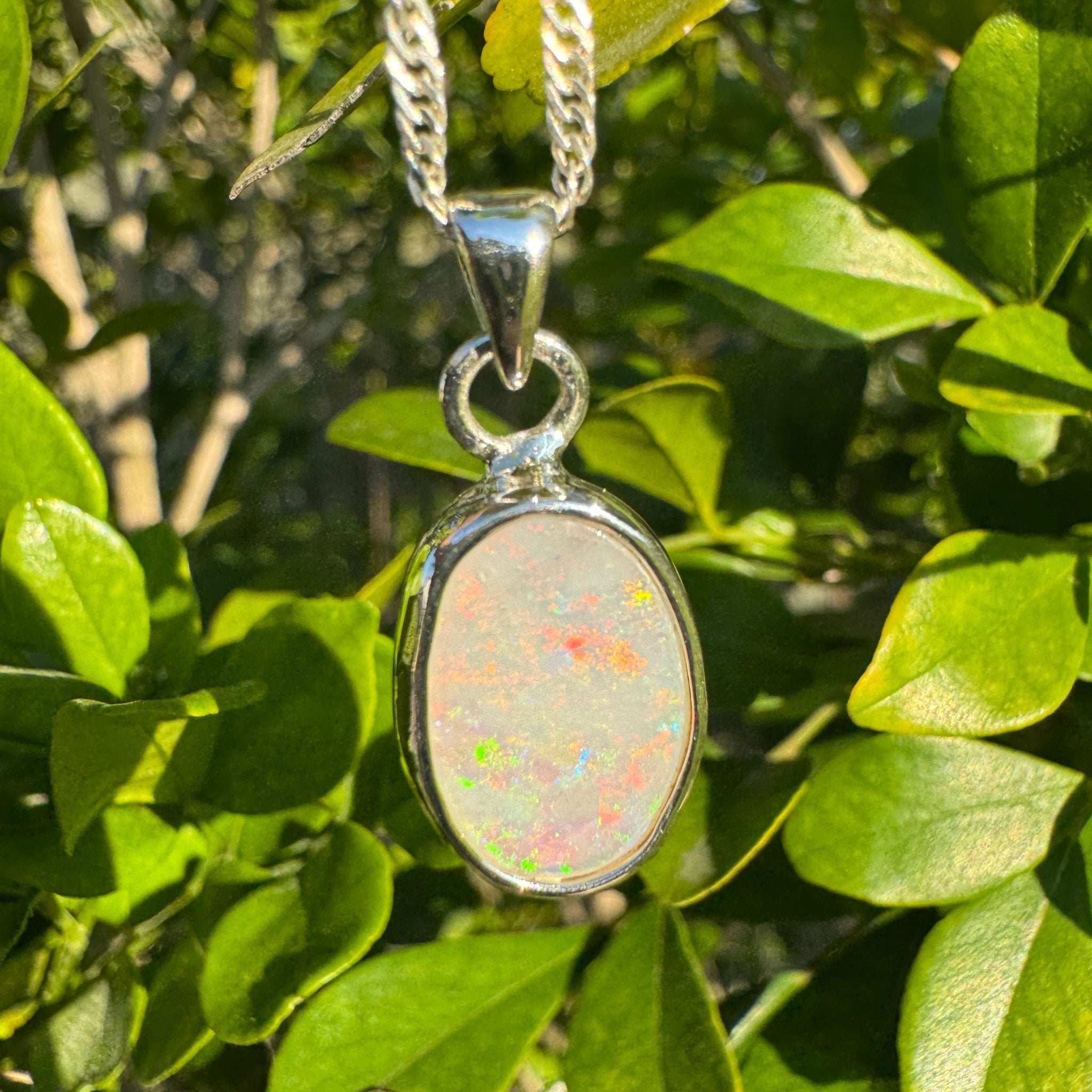 Cape Jervis Edge ~ 1.5ct Solid Coober Pedy Opal 925 Sterling Silver Pendant Necklace