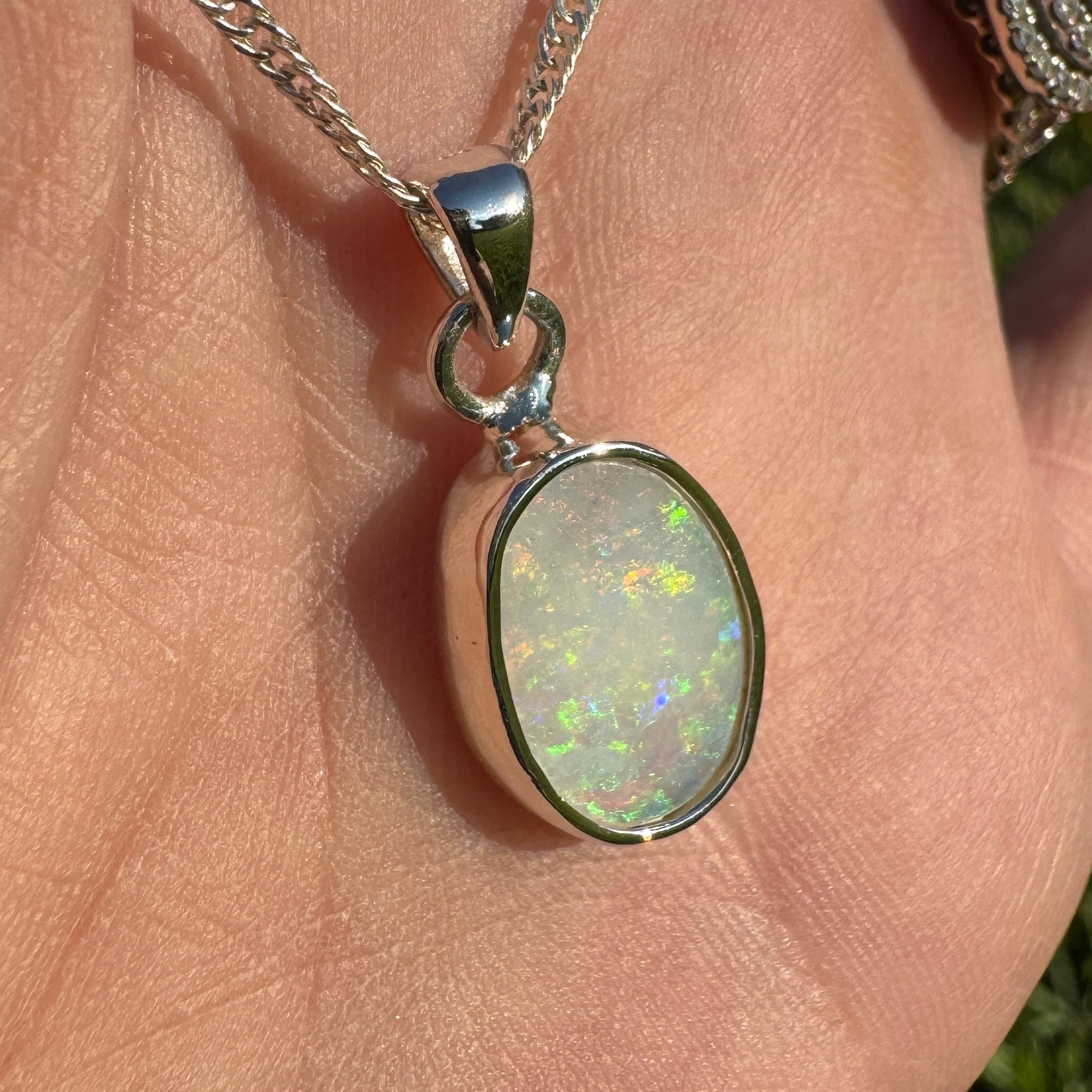 Cape Jervis Edge ~ 1.5ct Solid Coober Pedy Opal 925 Sterling Silver Pendant Necklace