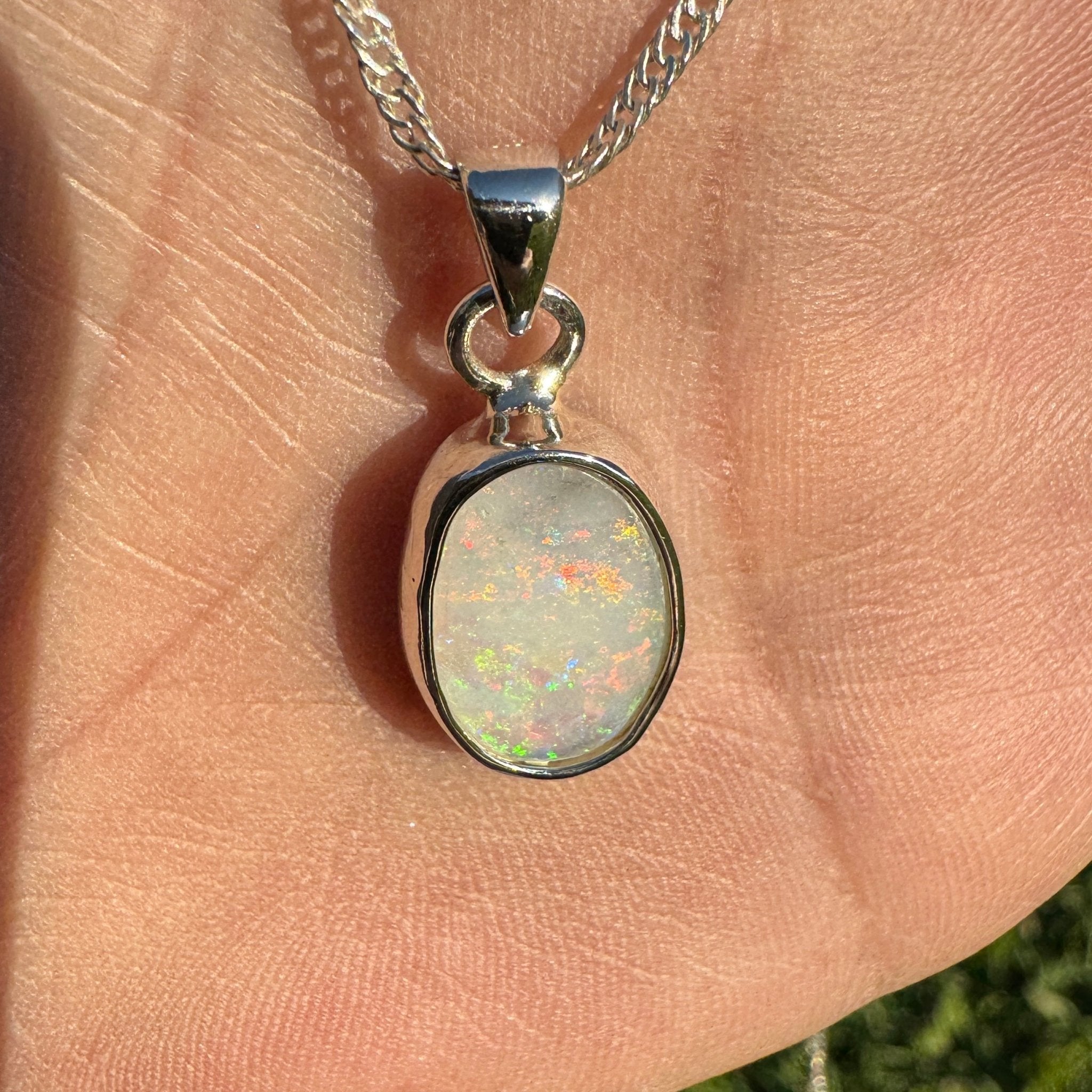 Cape Jervis Edge ~ 1.5ct Solid Coober Pedy Opal 925 Sterling Silver Pendant Necklace