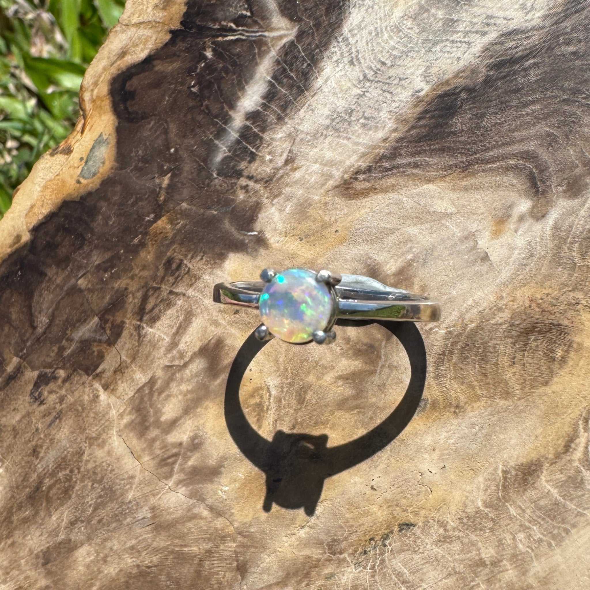 Cape Leveque Tide - 0.5ct Solid Lightning Ridge Crystal Opal Sterling Silver Ring