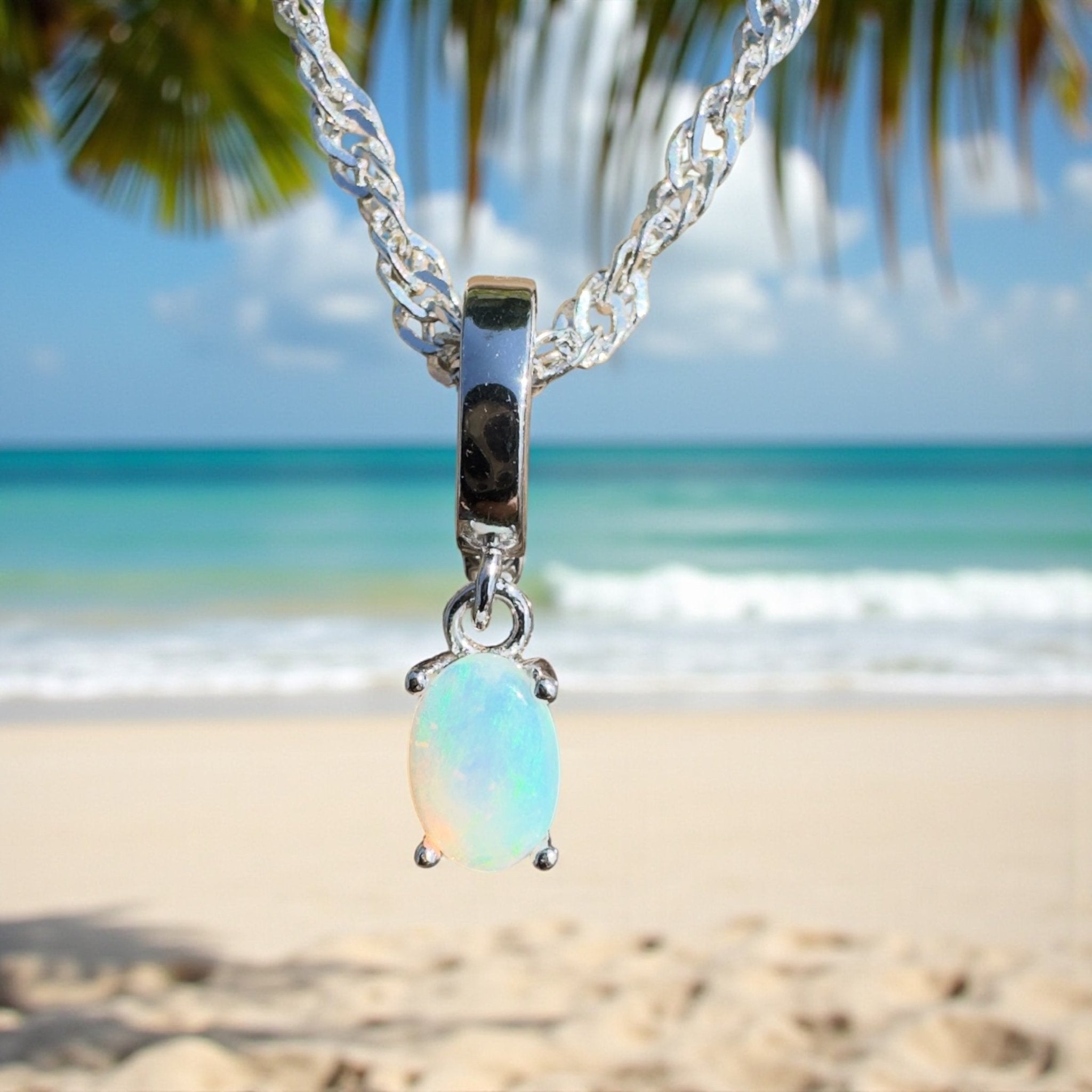 Cape Leveque Waters ~ 0.3ct Lightning Ridge Opal 925 Silver Pendant