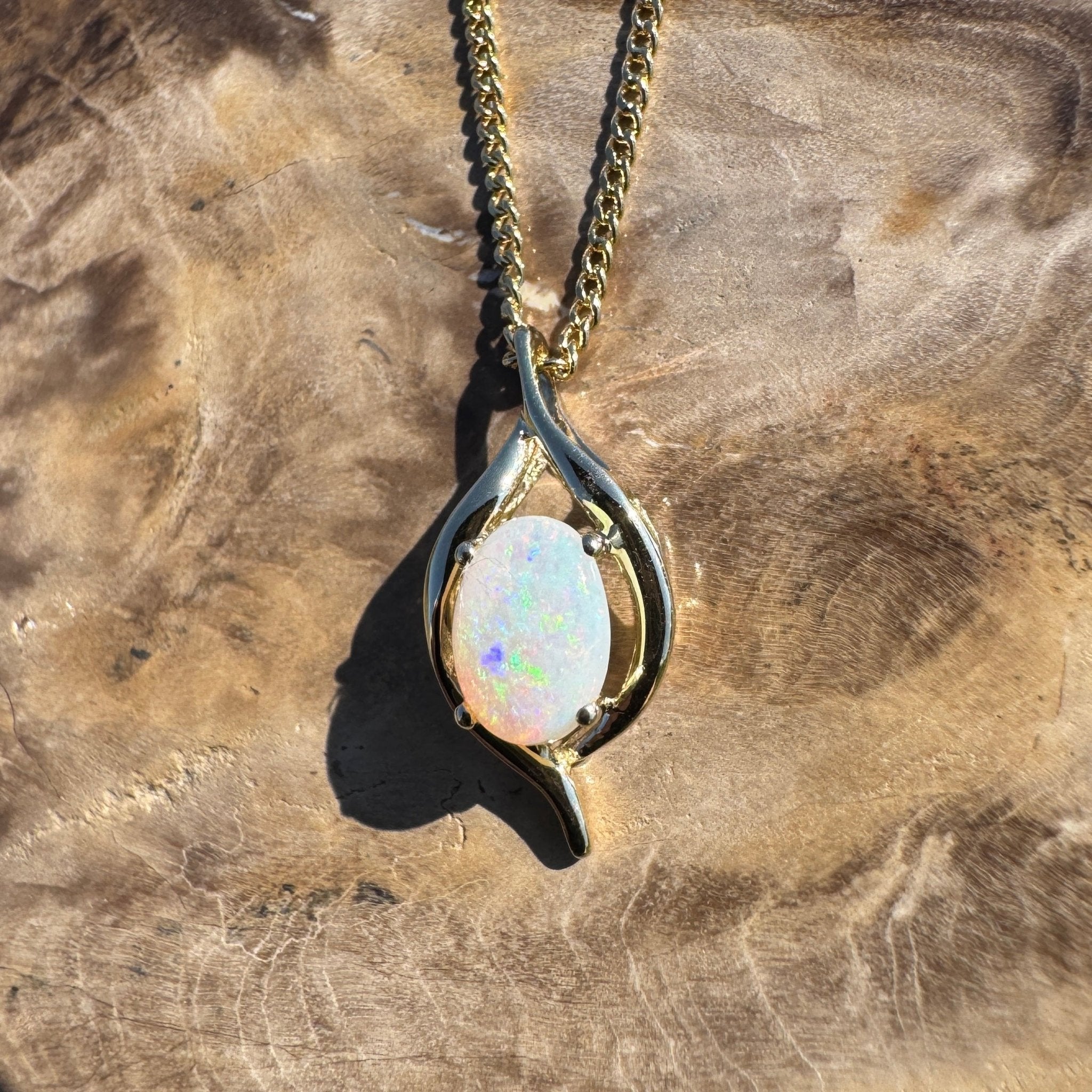 Cape Otway Prism ~ 9ct Solid Gold 0.5ct Coober Pedy Opal Pendant