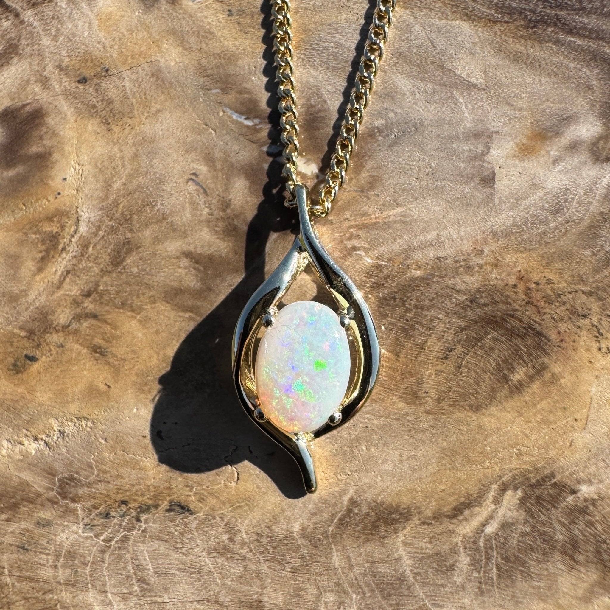 Cape Otway Prism ~ 9ct Solid Gold 0.5ct Coober Pedy Opal Pendant