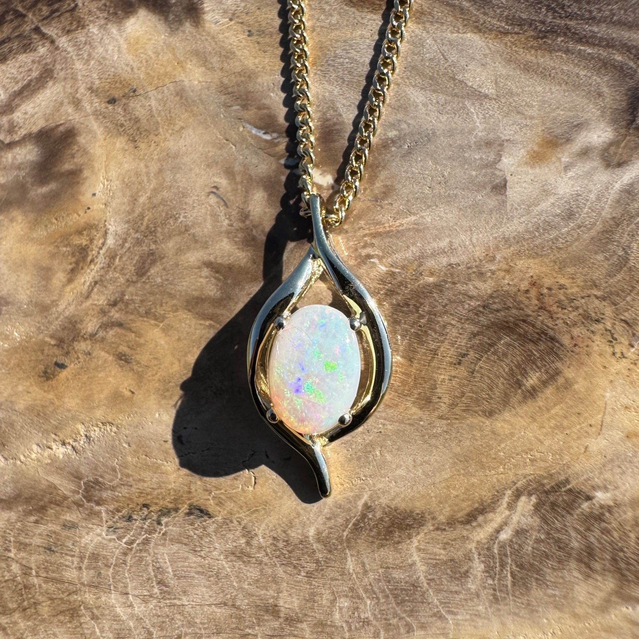 Cape Otway Prism ~ 9ct Solid Gold 0.5ct Coober Pedy Opal Pendant