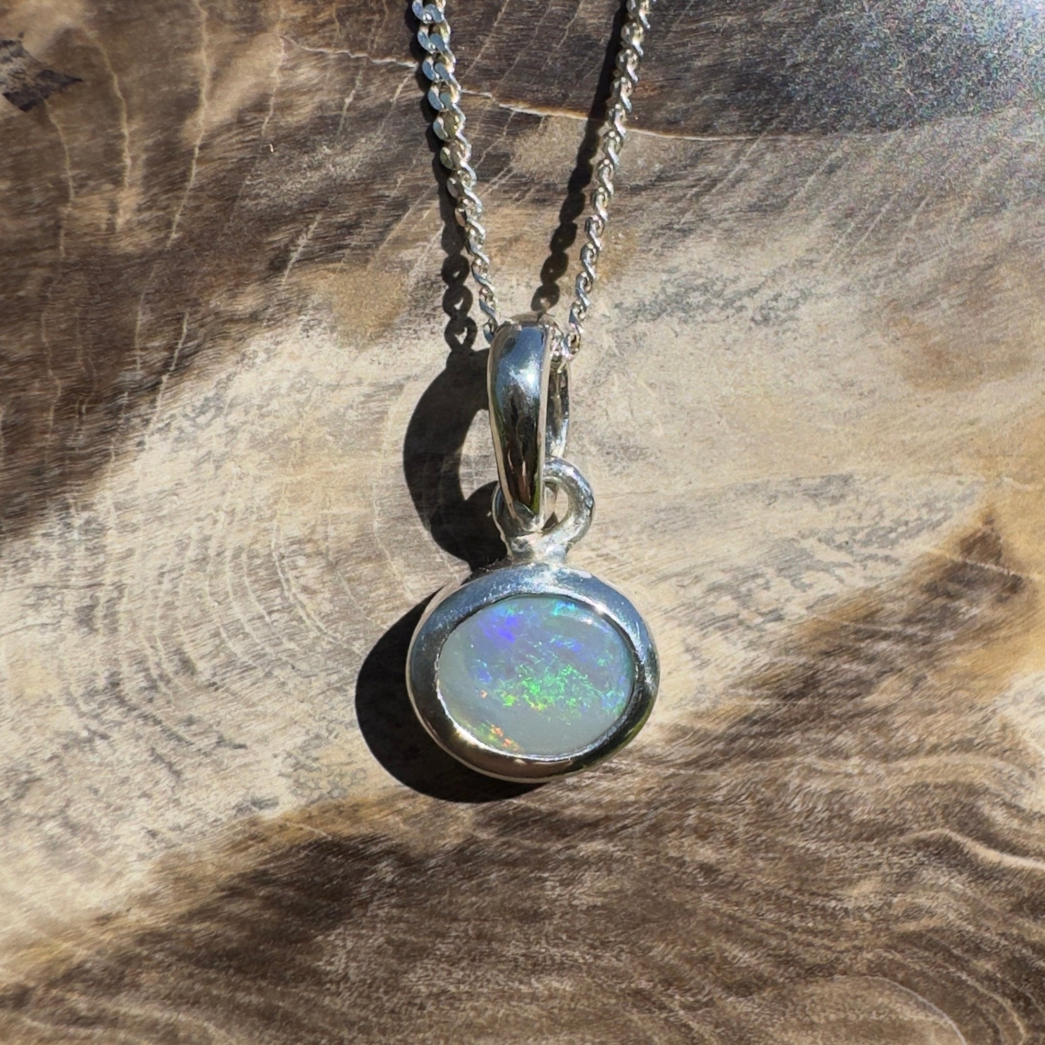 Cape Peron Drift ~ 0.4ct Lightning Ridge Opal 925 Silver Pendant