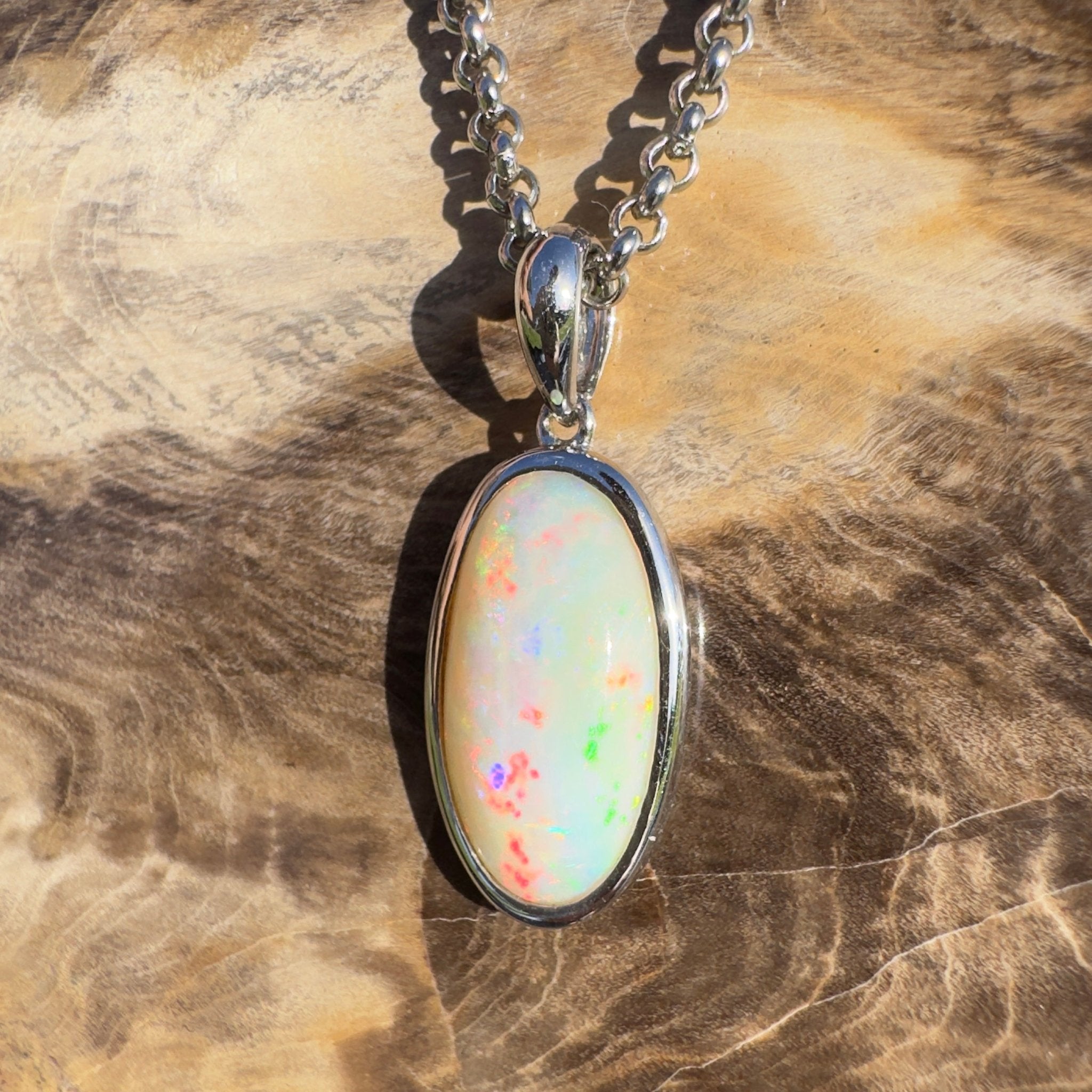 Cape Tribulation Colourfall ~ 4ct Coober Pedy Opal 925 Silver Pendant