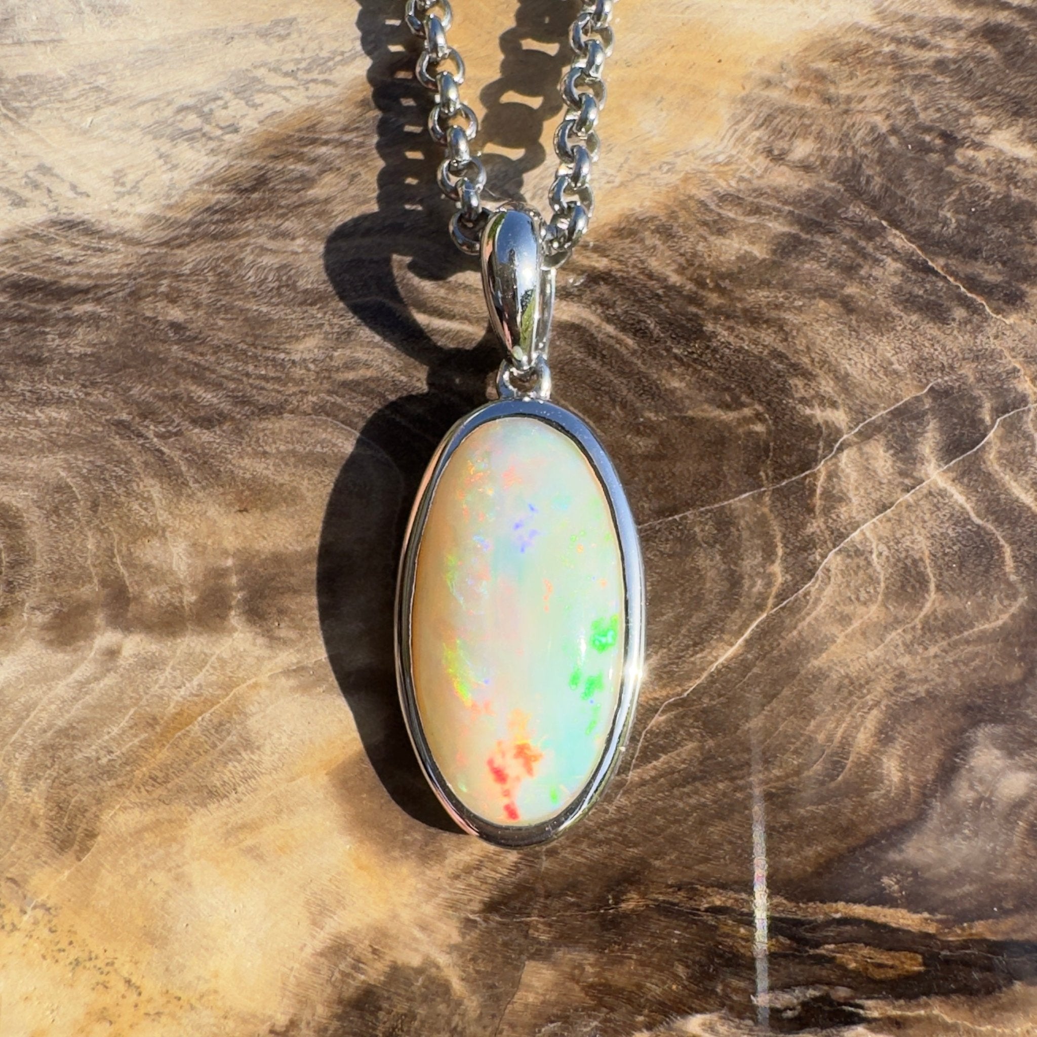 Cape Tribulation Colourfall ~ 4ct Coober Pedy Opal 925 Silver Pendant