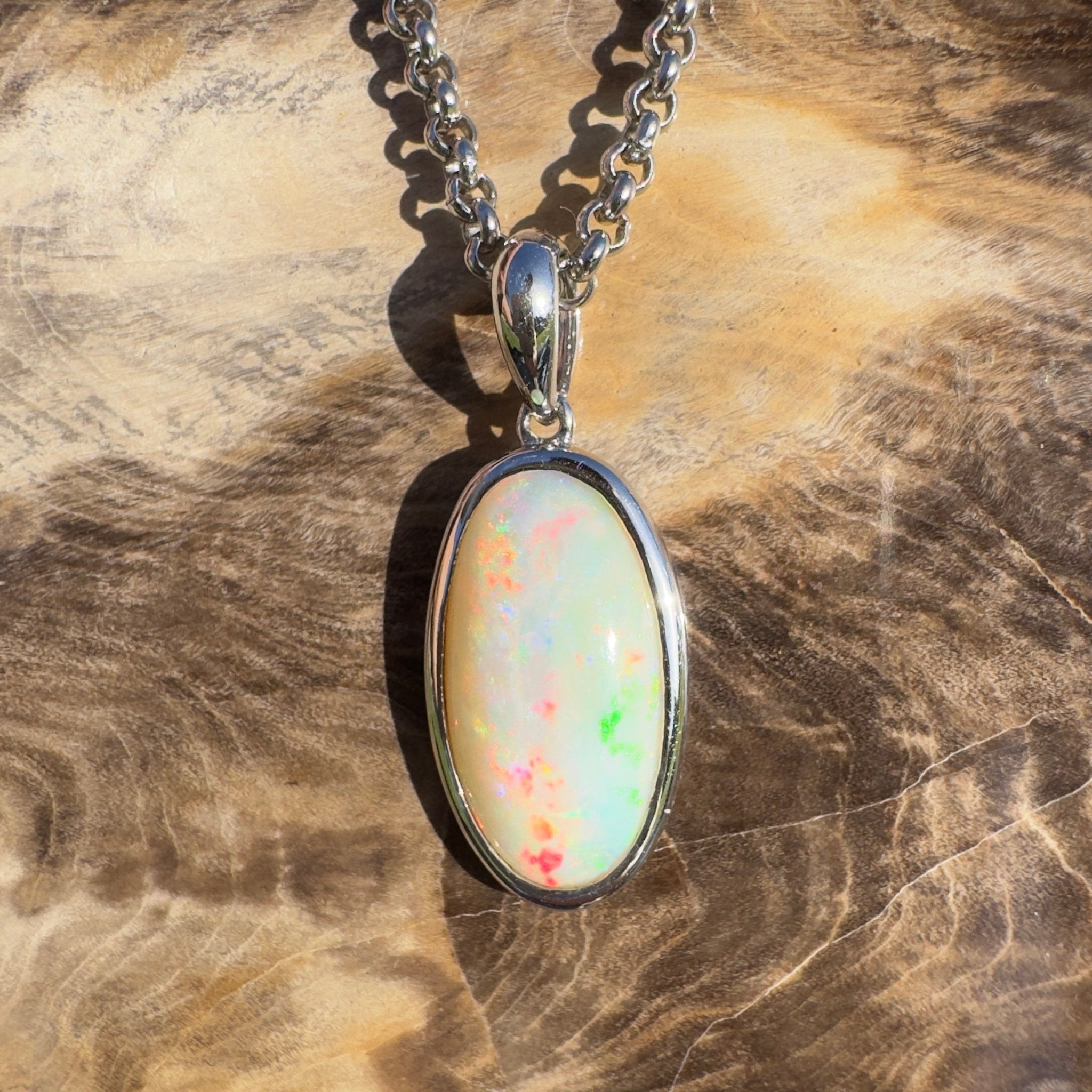 Cape Tribulation Colourfall ~ 4ct Coober Pedy Opal 925 Silver Pendant