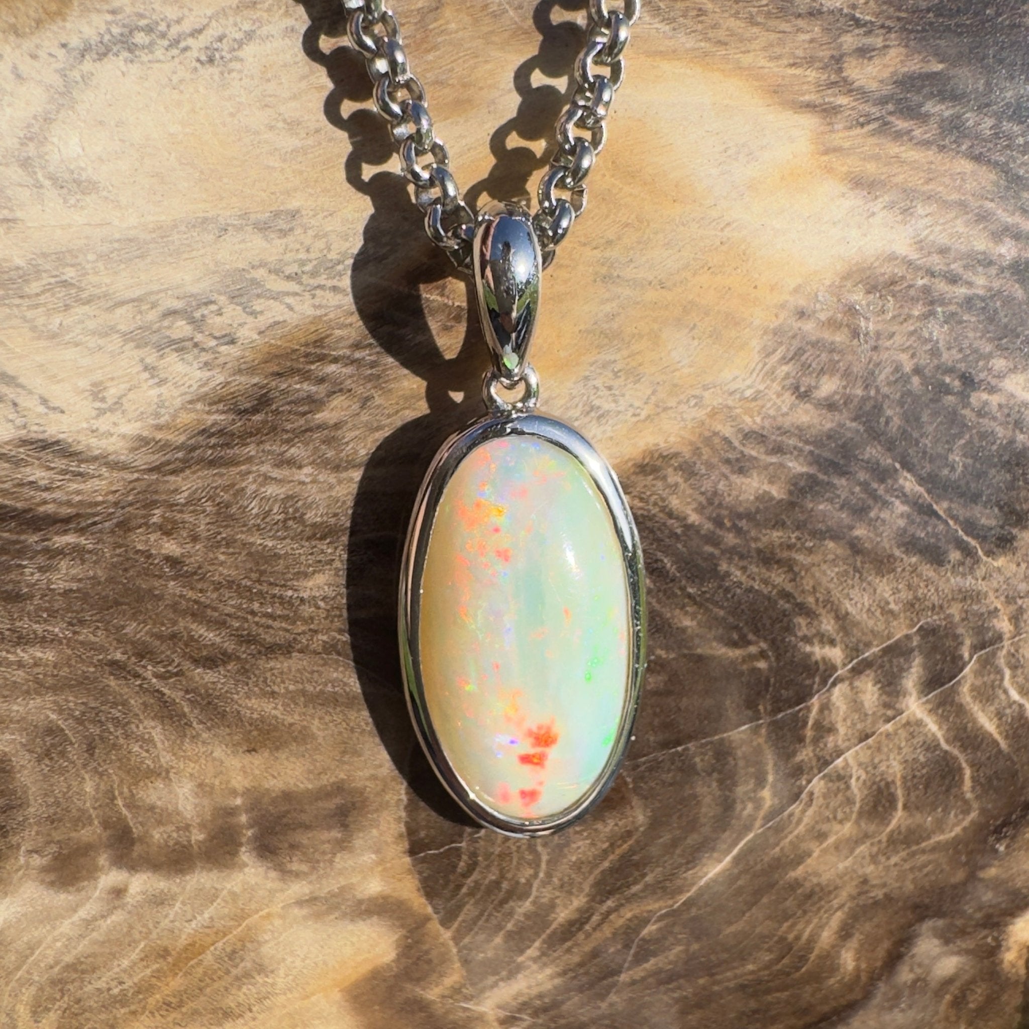 Cape Tribulation Colourfall ~ 4ct Coober Pedy Opal 925 Silver Pendant
