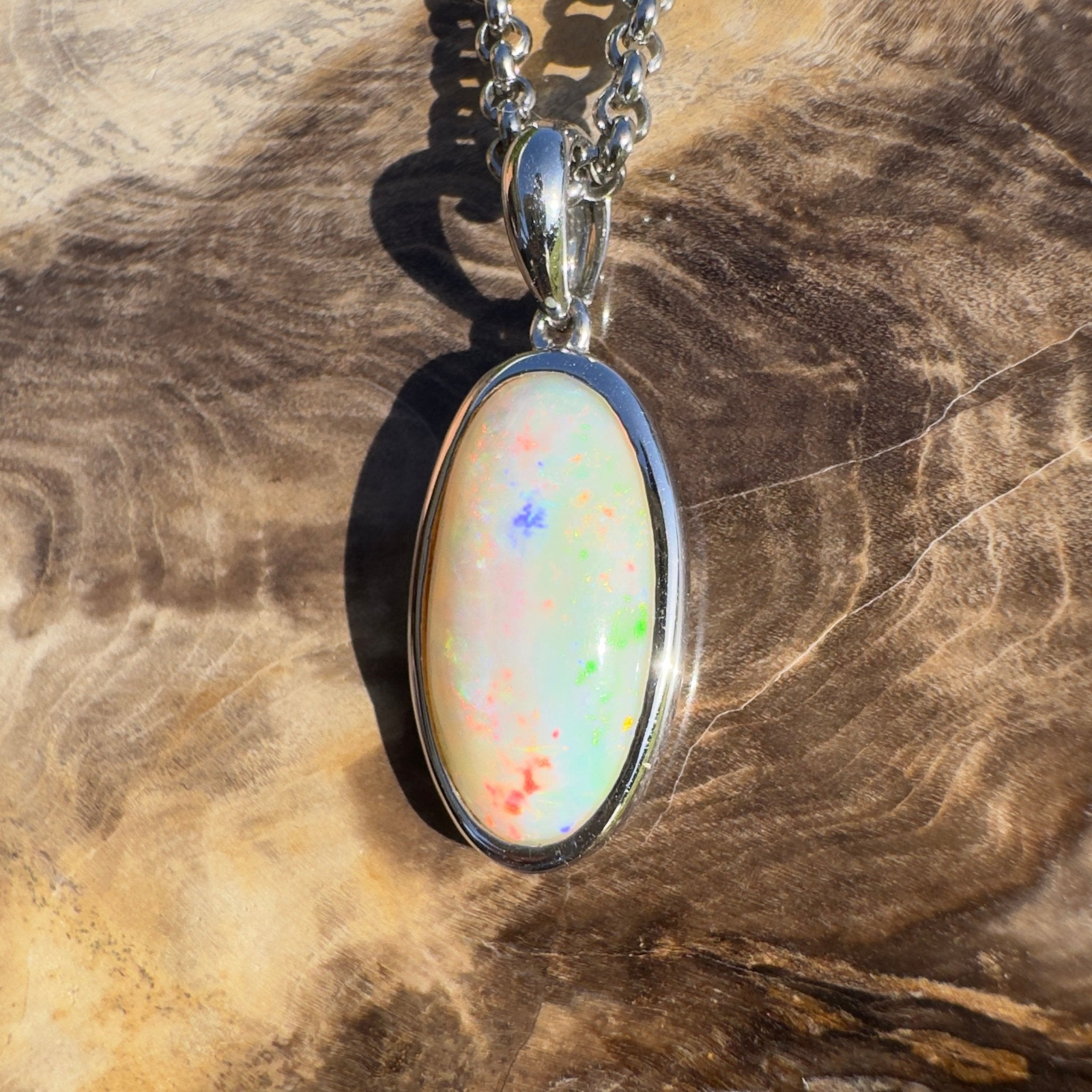 Cape Tribulation Colourfall ~ 4ct Coober Pedy Opal 925 Silver Pendant