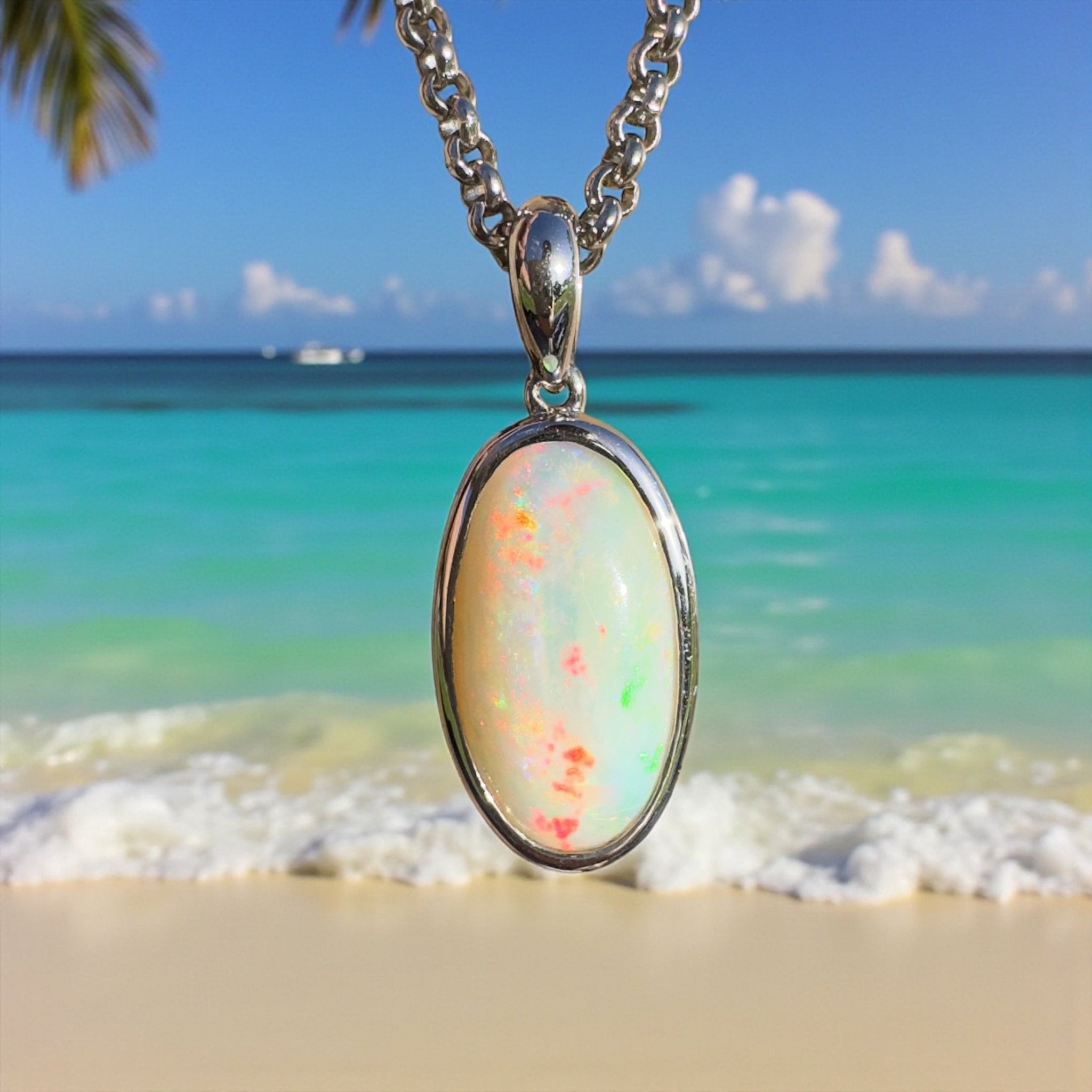 Cape Tribulation Colourfall ~ 4ct Coober Pedy Opal 925 Silver Pendant
