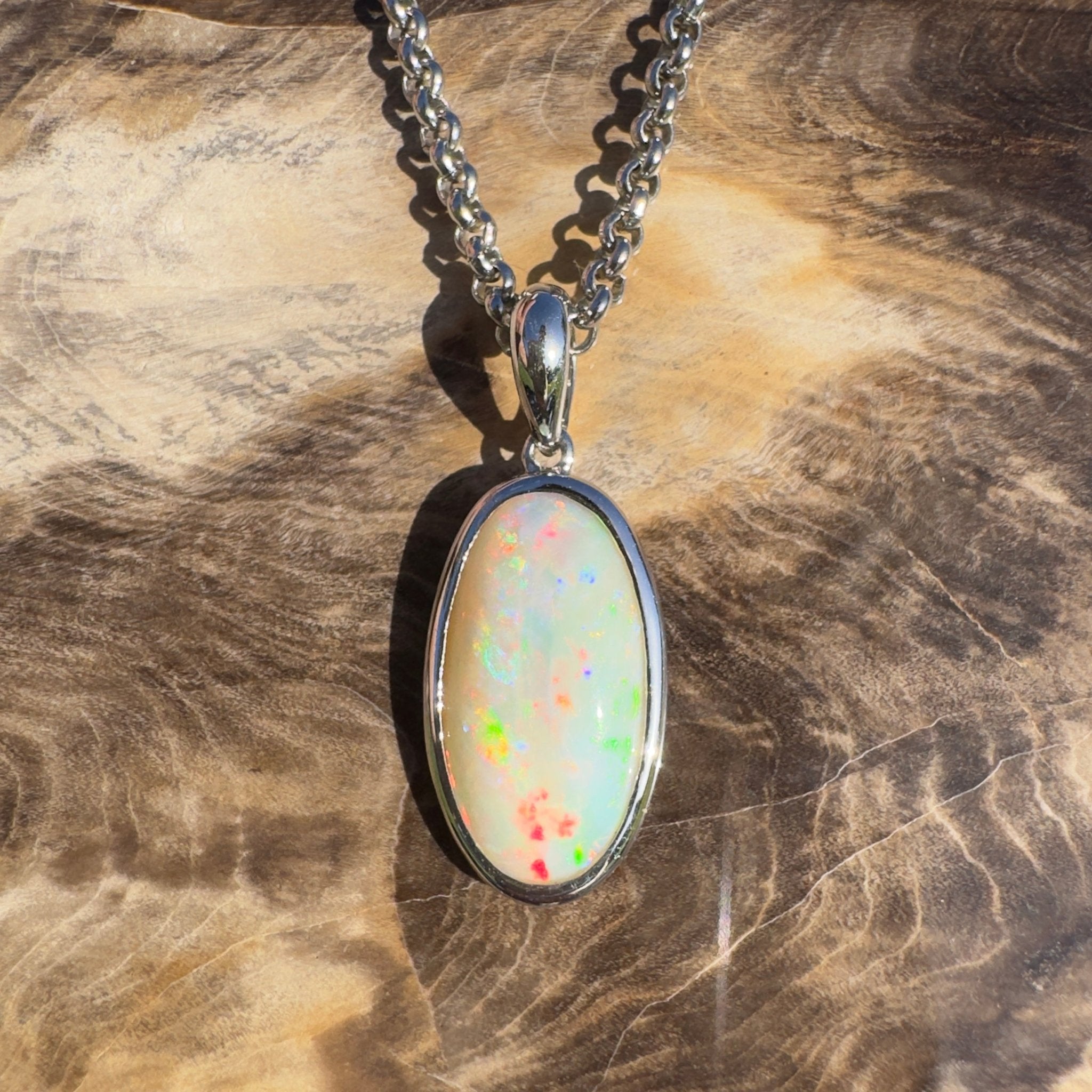 Cape Tribulation Colourfall ~ 4ct Coober Pedy Opal 925 Silver Pendant