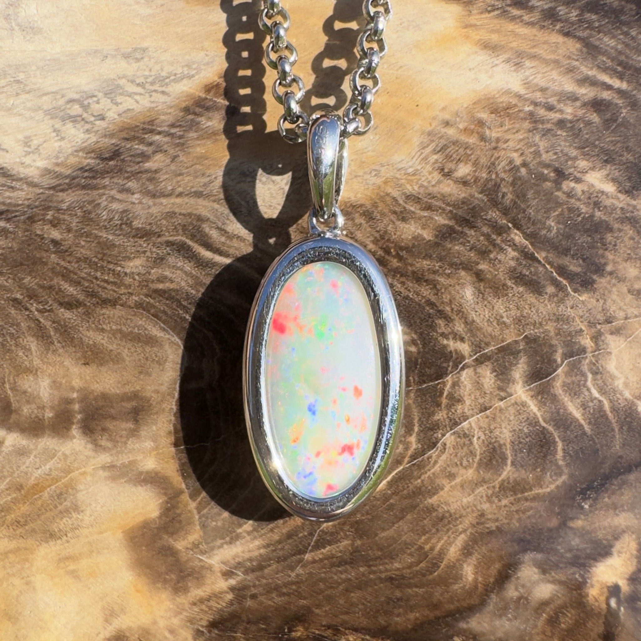 Cape Tribulation Colourfall ~ 4ct Coober Pedy Opal 925 Silver Pendant