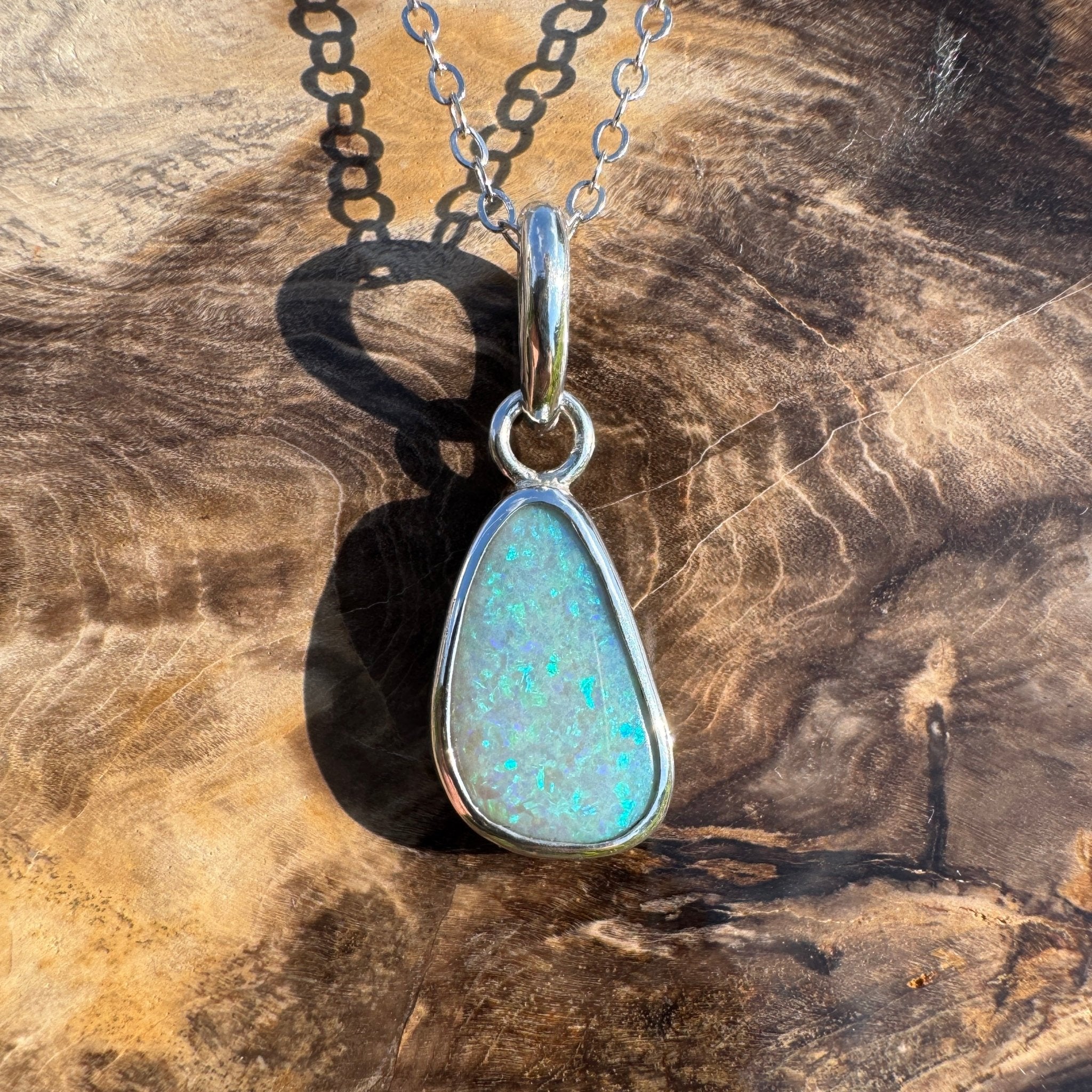 Cape Woolamai Waves – 2.8ct Solid Lightning Ridge Opal 925 Sterling Silver Pendant Necklace
