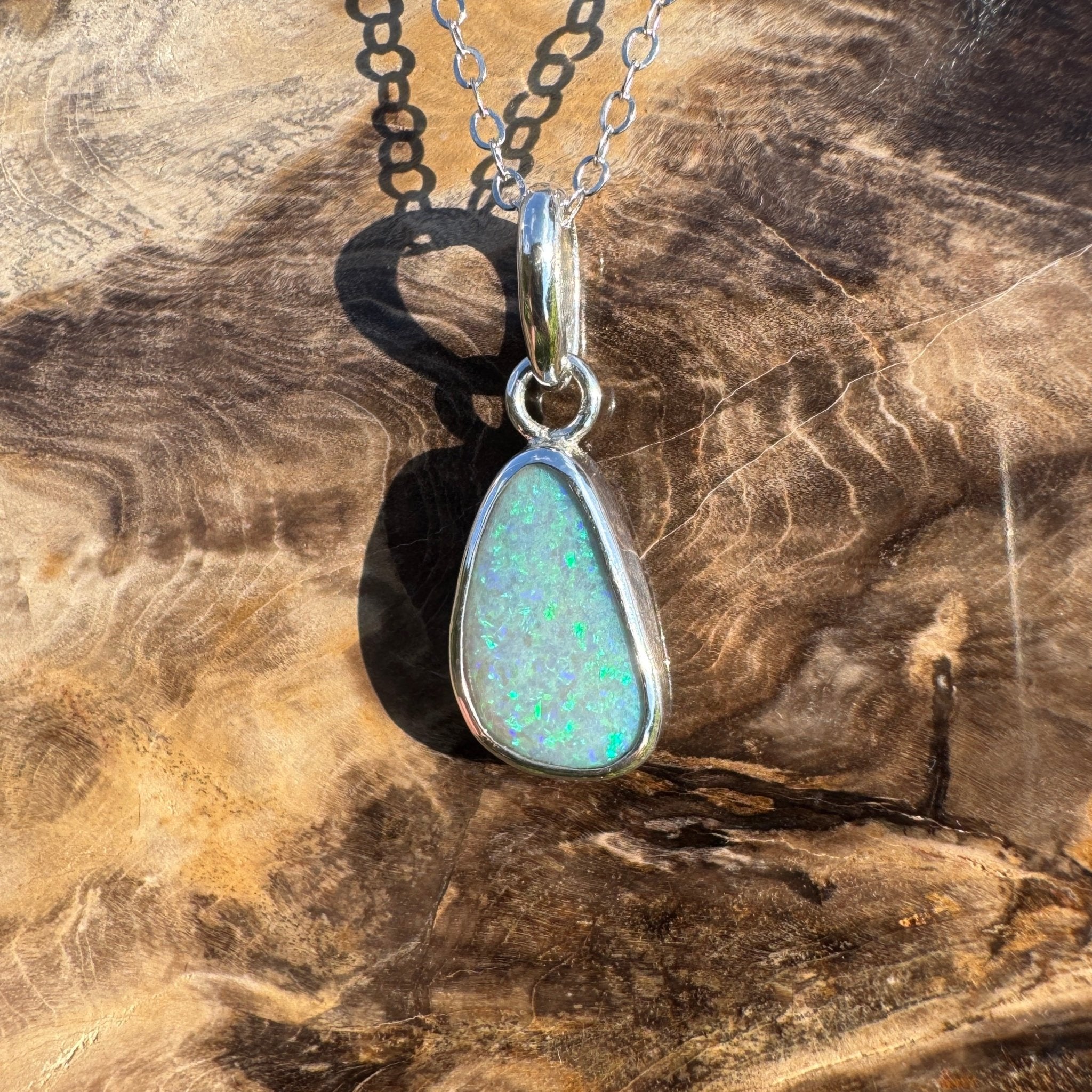 Cape Woolamai Waves – 2.8ct Solid Lightning Ridge Opal 925 Sterling Silver Pendant Necklace