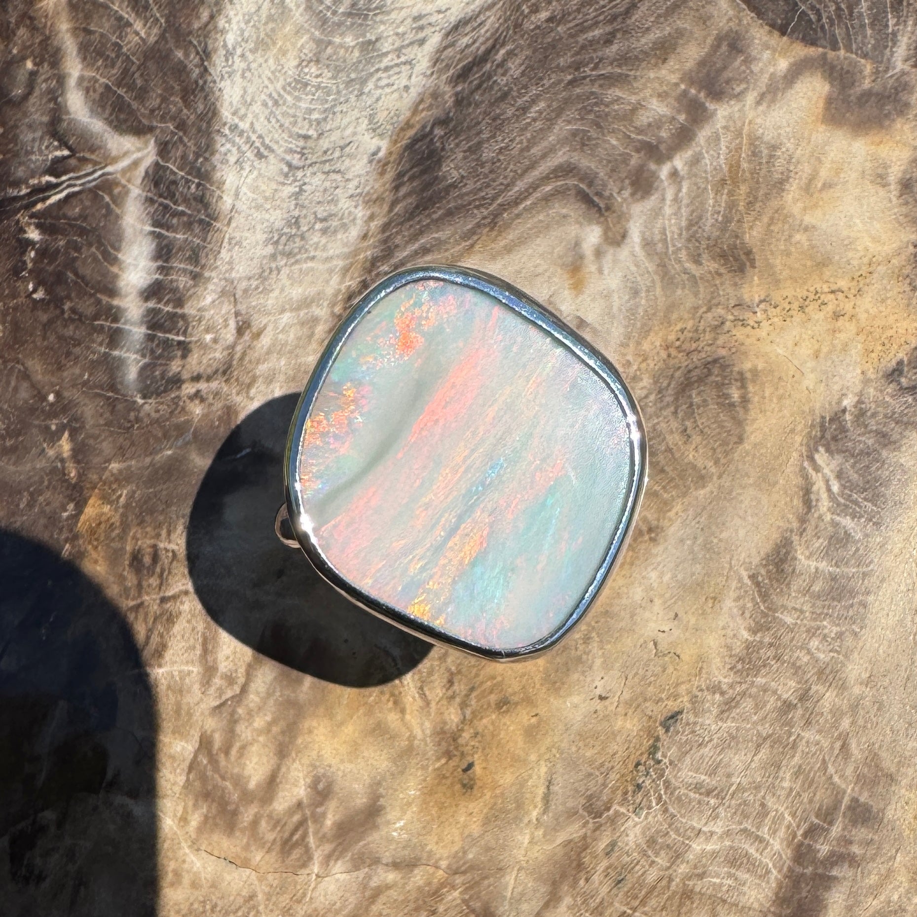 Cape York Blaze ~ 4.4ct Lightning Ridge Solid Opal 925 Silver Ring