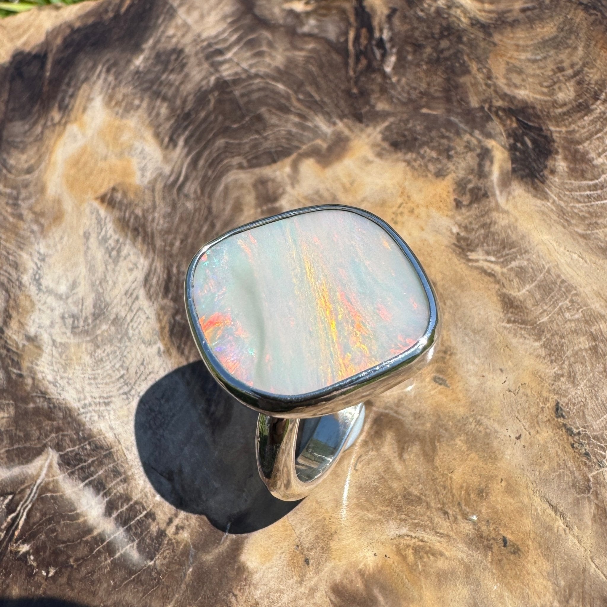 Cape York Blaze ~ 4.4ct Lightning Ridge Solid Opal 925 Silver Ring
