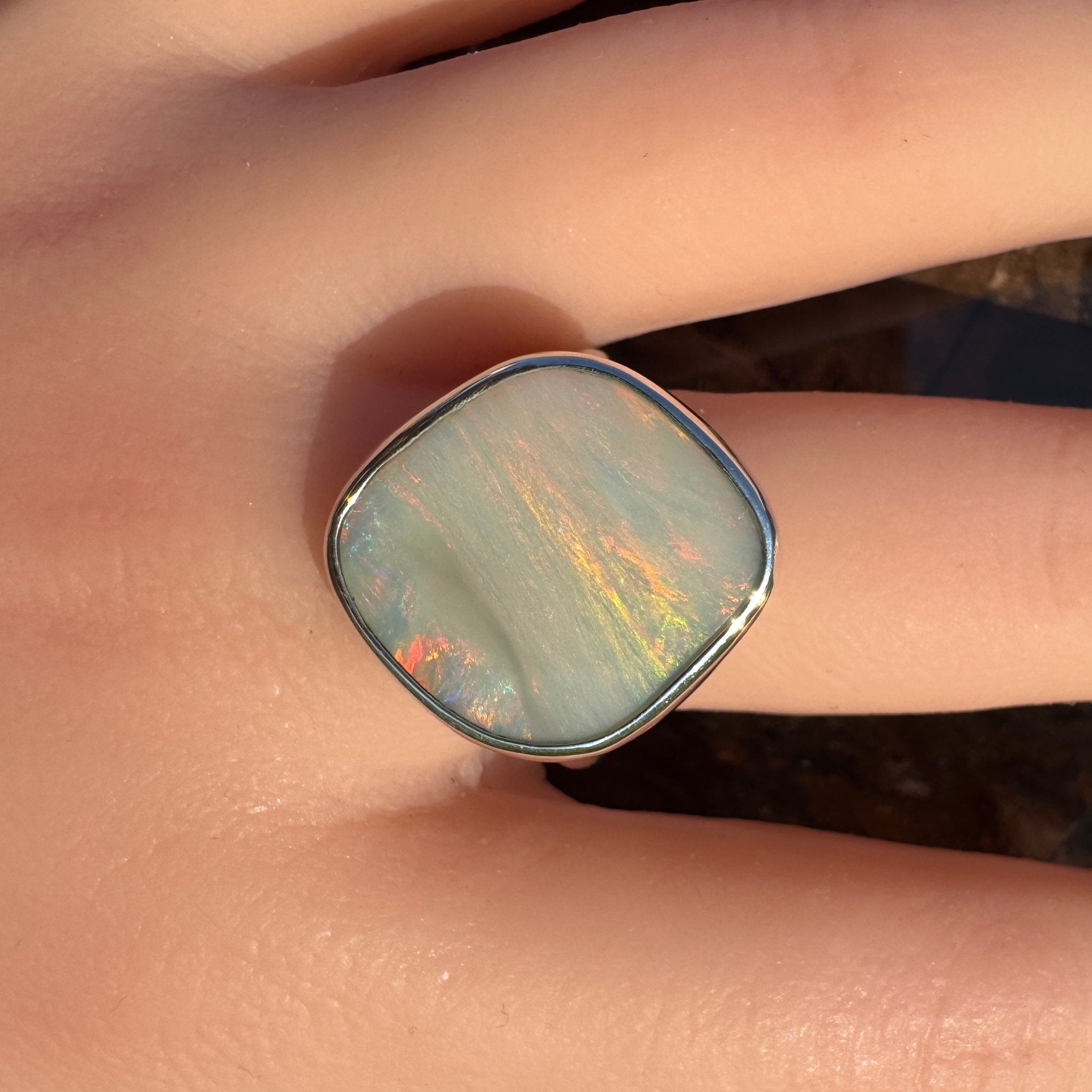 Cape York Blaze ~ 4.4ct Lightning Ridge Solid Opal 925 Silver Ring