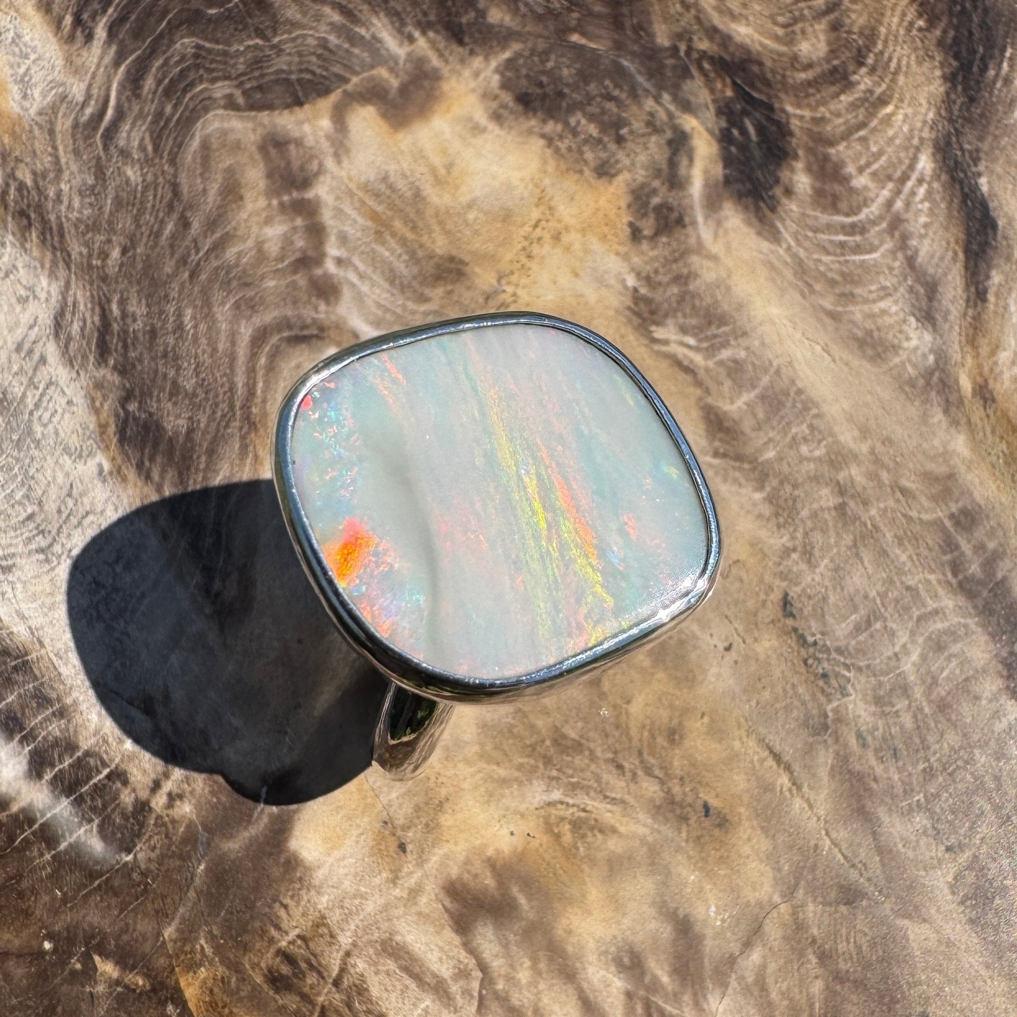 Cape York Blaze ~ 4.4ct Lightning Ridge Solid Opal 925 Silver Ring