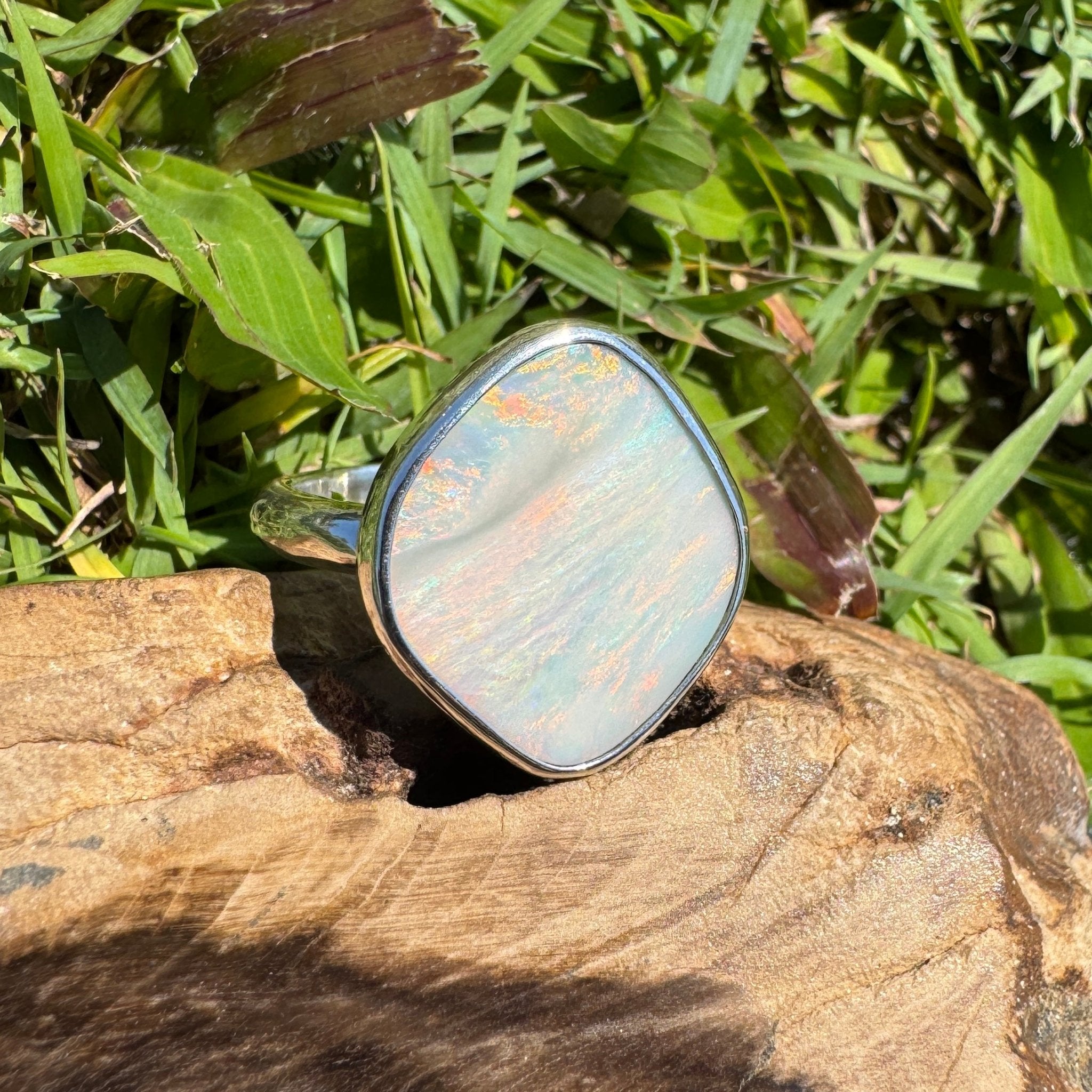 Cape York Blaze ~ 4.4ct Lightning Ridge Solid Opal 925 Silver Ring
