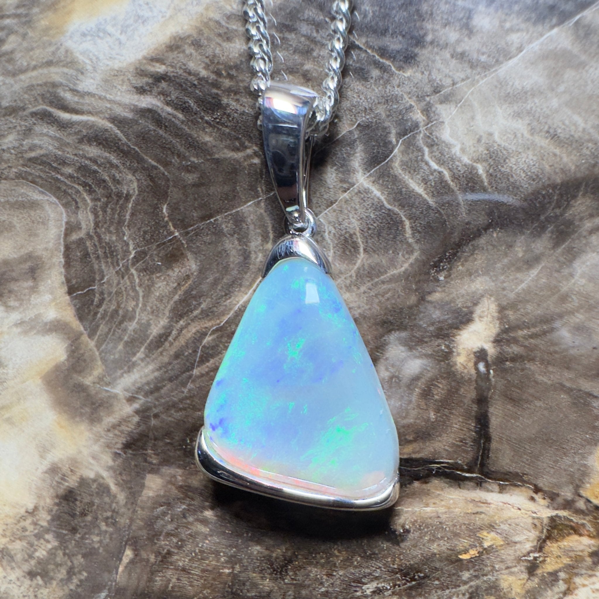 Cape York Current ~ 5ct Coober Pedy Dark Crystal Opal 925 Silver Pendant