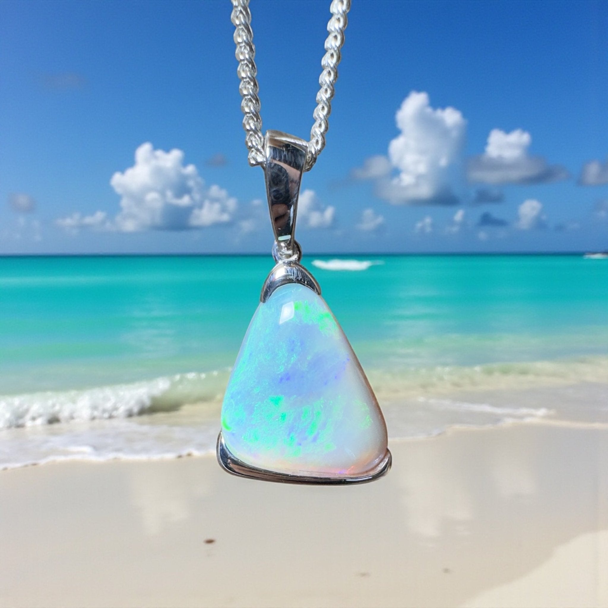 Cape York Current ~ 5ct Coober Pedy Dark Crystal Opal 925 Silver Pendant