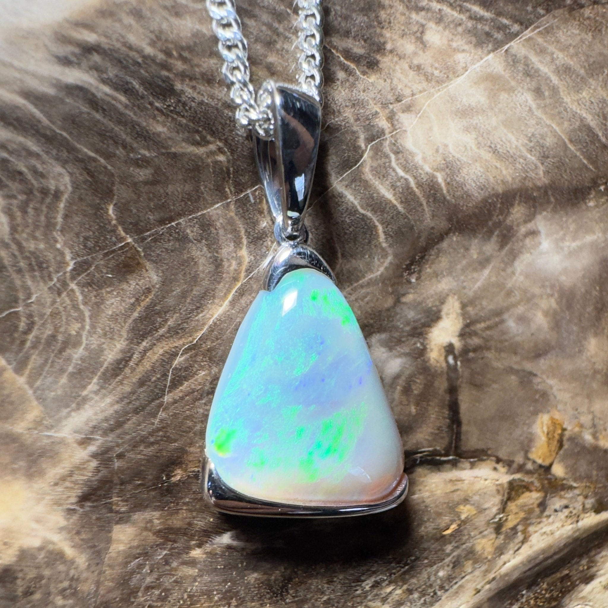 Cape York Current ~ 5ct Coober Pedy Dark Crystal Opal 925 Silver Pendant