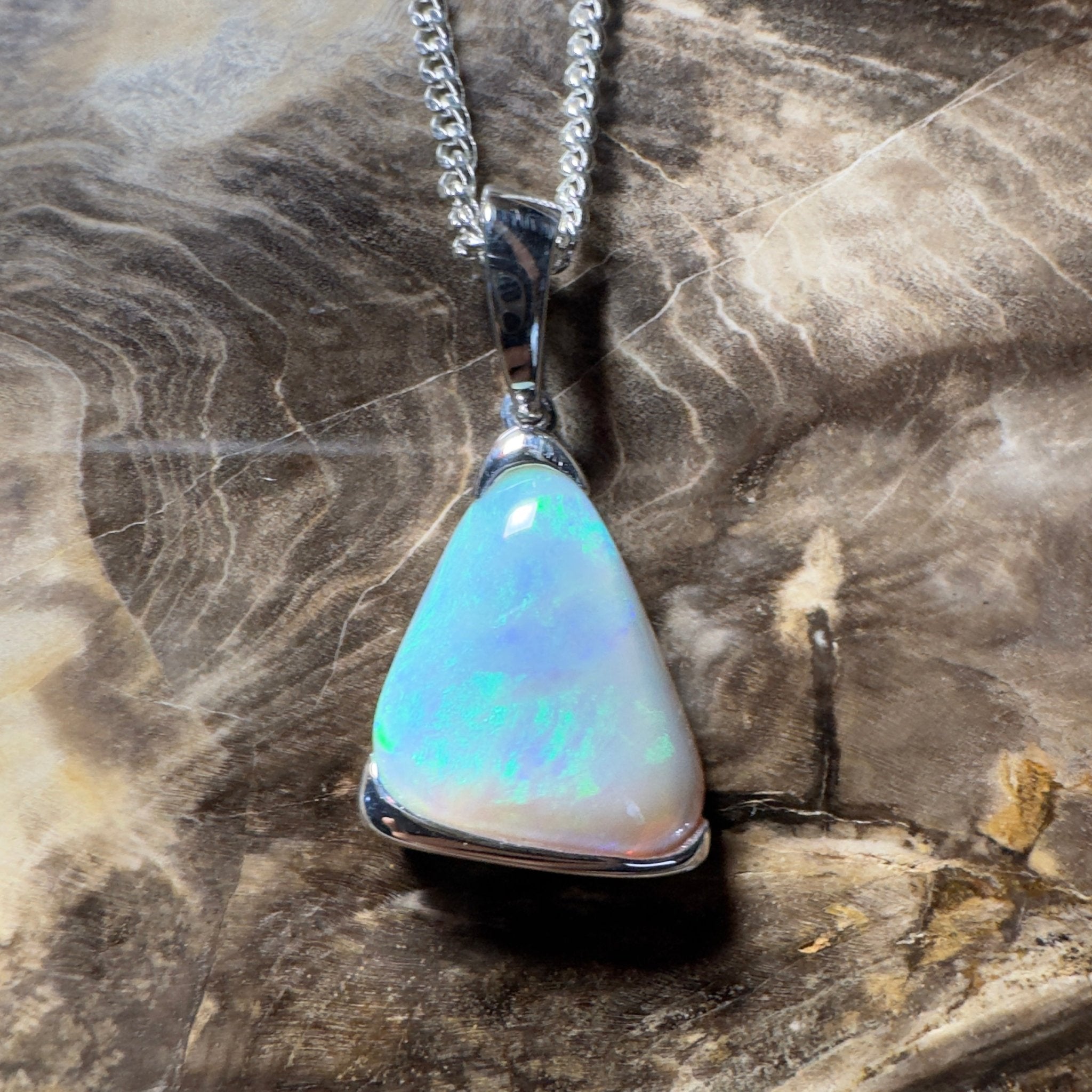 Cape York Current ~ 5ct Coober Pedy Dark Crystal Opal 925 Silver Pendant