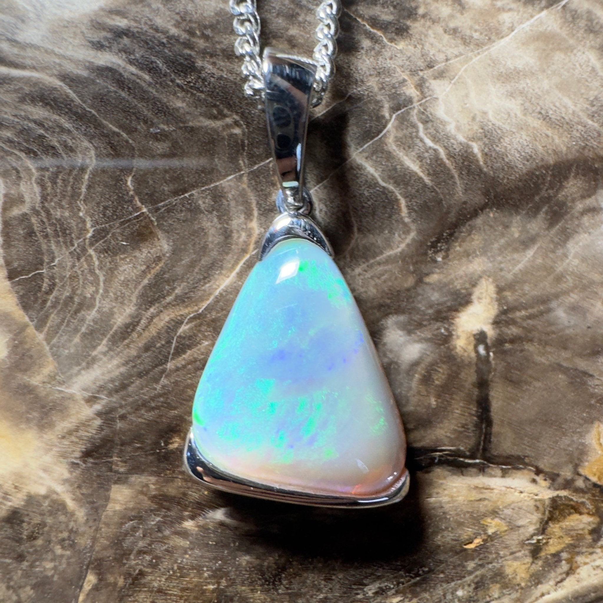 Cape York Current ~ 5ct Coober Pedy Dark Crystal Opal 925 Silver Pendant