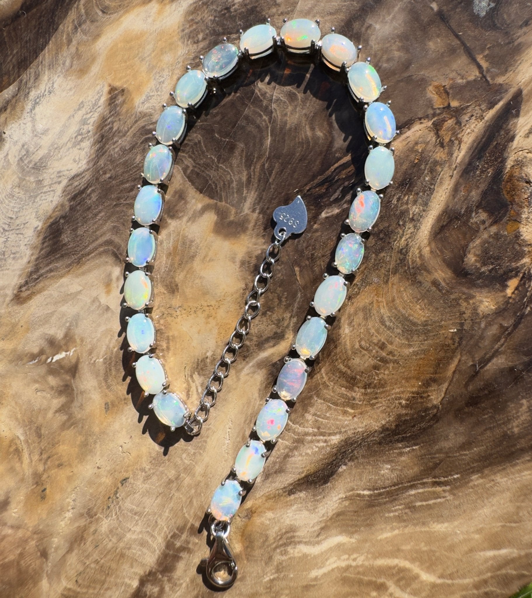Cape York Daybreak ~ 7.2ct Coober Pedy Opal 925 Sterling Silver Bracelet