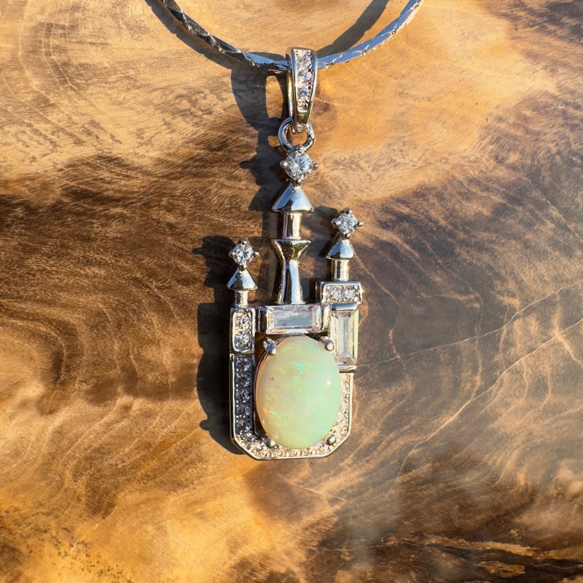 Castle Grace ~ Handcrafted 0.8ct Coober Pedy Opal Pendant – Silver Radiance.