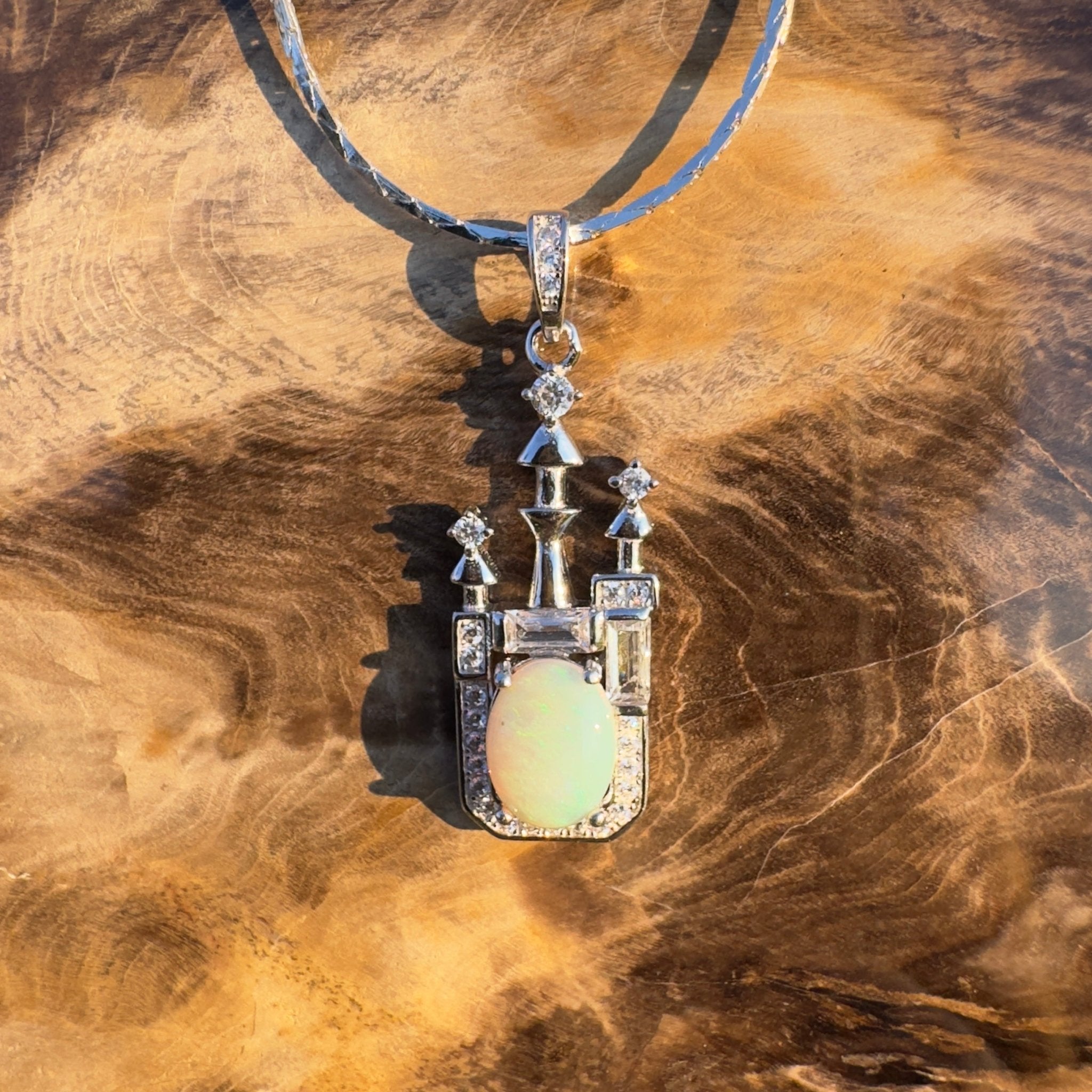 Castle Grace ~ Handcrafted 0.8ct Coober Pedy Opal Pendant – Silver Radiance.