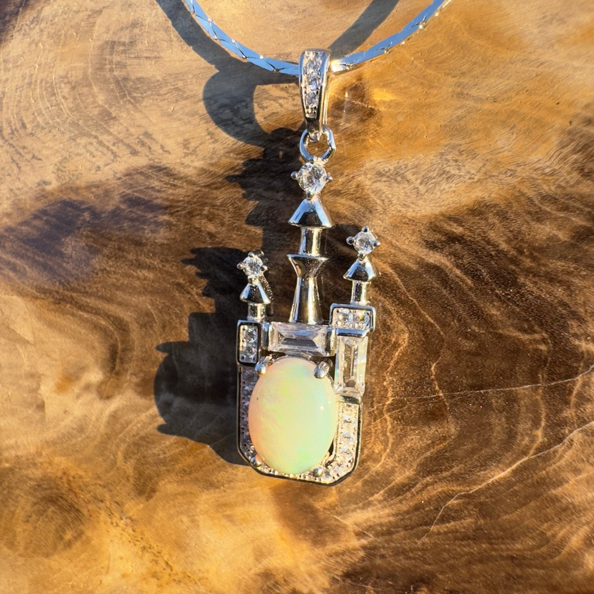 Castle Grace ~ Handcrafted 0.8ct Coober Pedy Opal Pendant – Silver Radiance.