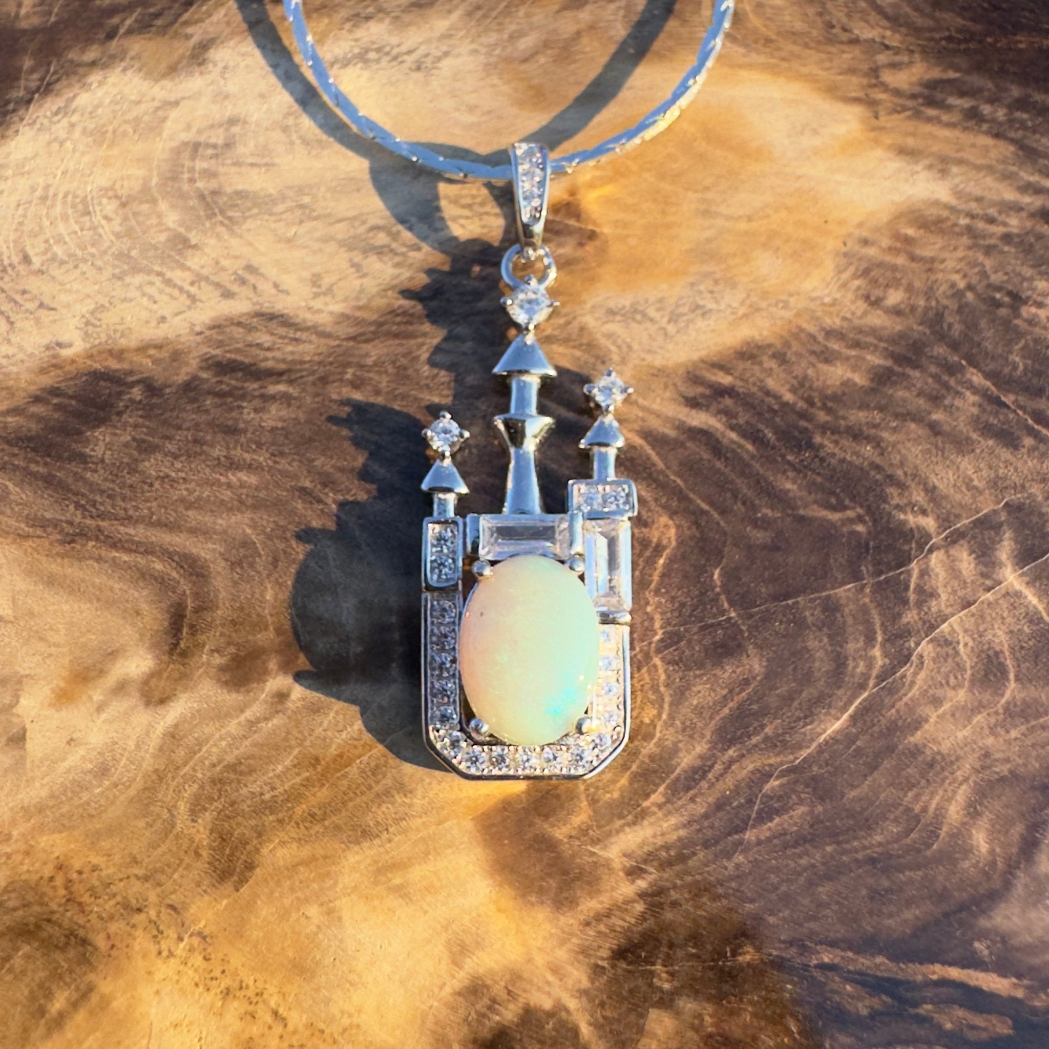 Castle Grace ~ Handcrafted 0.8ct Coober Pedy Opal Pendant – Silver Radiance.