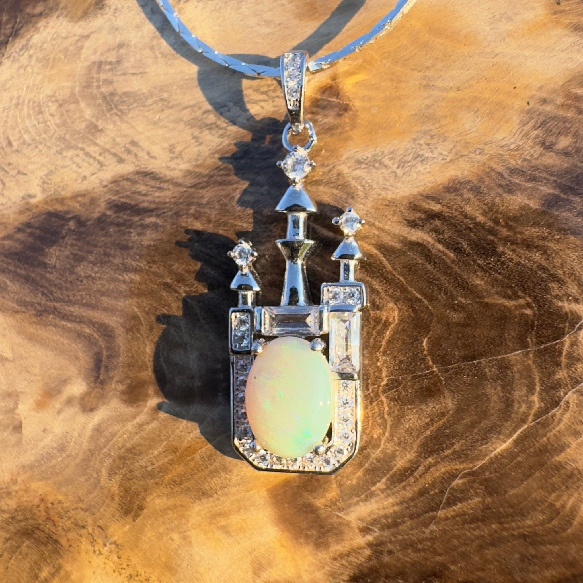 Castle Grace ~ Handcrafted 0.8ct Coober Pedy Opal Pendant – Silver Radiance.