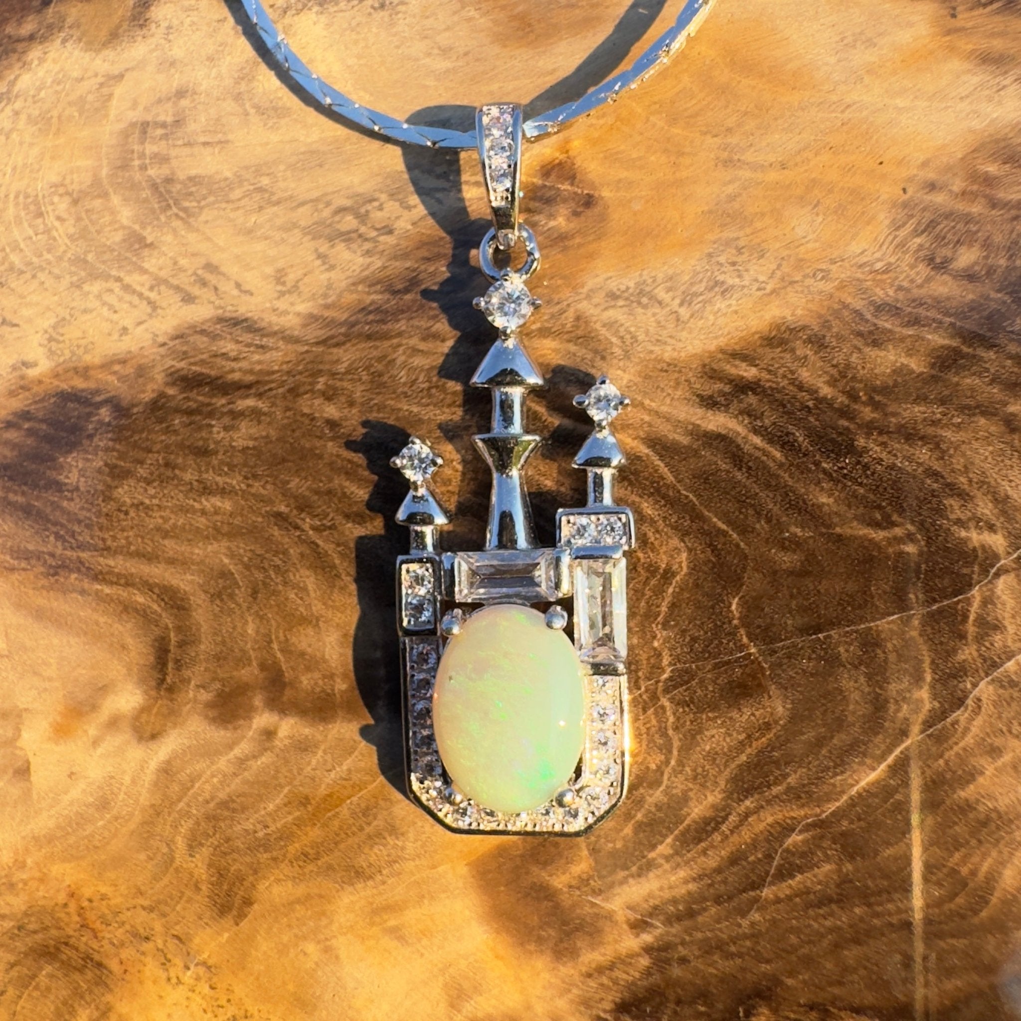 Castle Grace ~ Handcrafted 0.8ct Coober Pedy Opal Pendant – Silver Radiance.